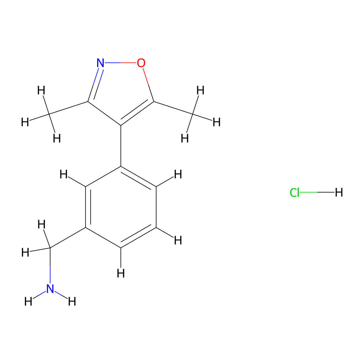 1-[3-(3,5-Dimethyl-1,2-oxazol-4-yl)phenyl]methanaminehydrochloride molecular structure, CAS 2586196-55-4