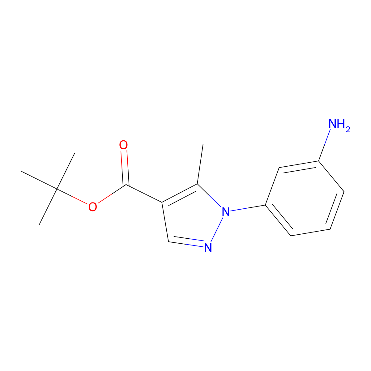 tert-butyl 1-(3-aminophenyl)-5-methyl-1H-pyrazole-4-carboxylate molecular structure, CAS 2586196-57-6