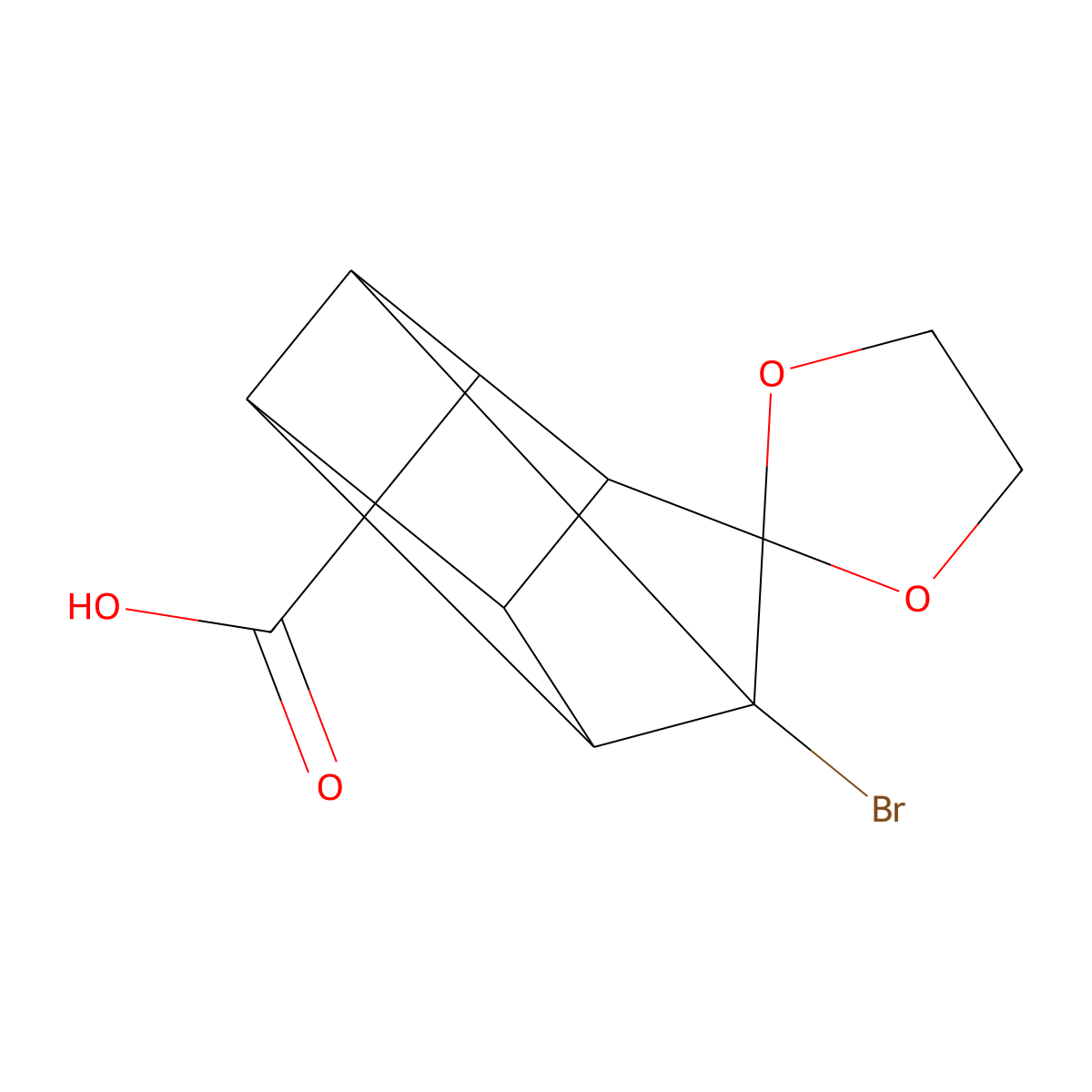 1-Bromospiro(pentacyclo[4.3.0.0~2,5~.0~3,8~.0~4,7~]nonane-9,2'-[1,3]-dioxolane)-4-carboxylic acid molecular structure, CAS 25867-86-1