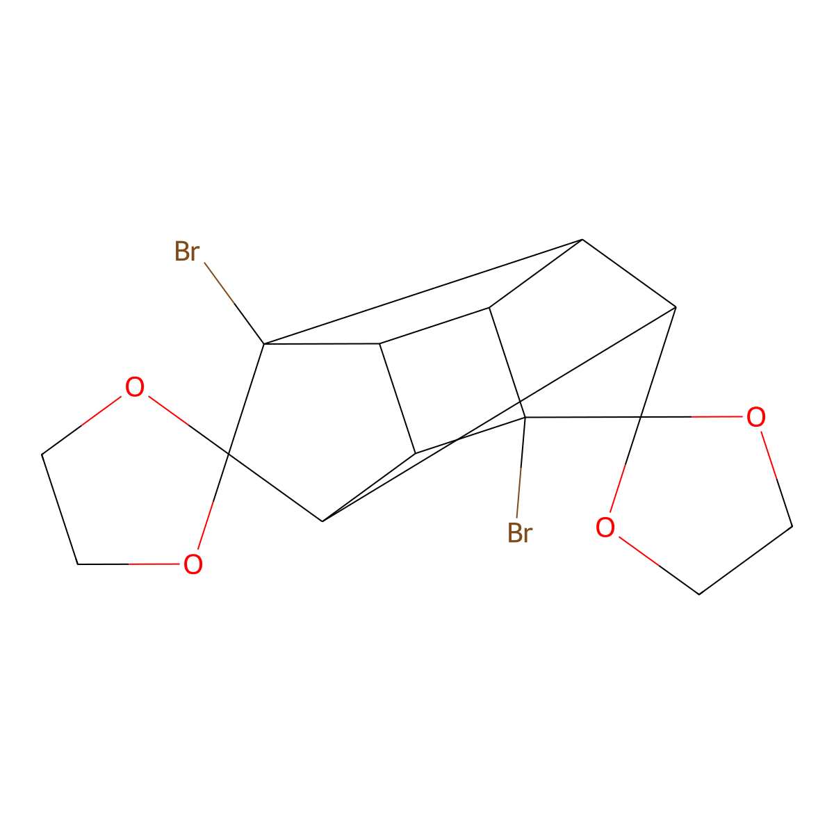 5,9-Dibromo-dispiro(1,3-dioxolane-2,6'-pentacyclo[5.3.0.0~2,5~.0~3,9~.0~4,8~]decane-10',2''-[1,3]-dioxolane) molecular structure, CAS 25867-89-4