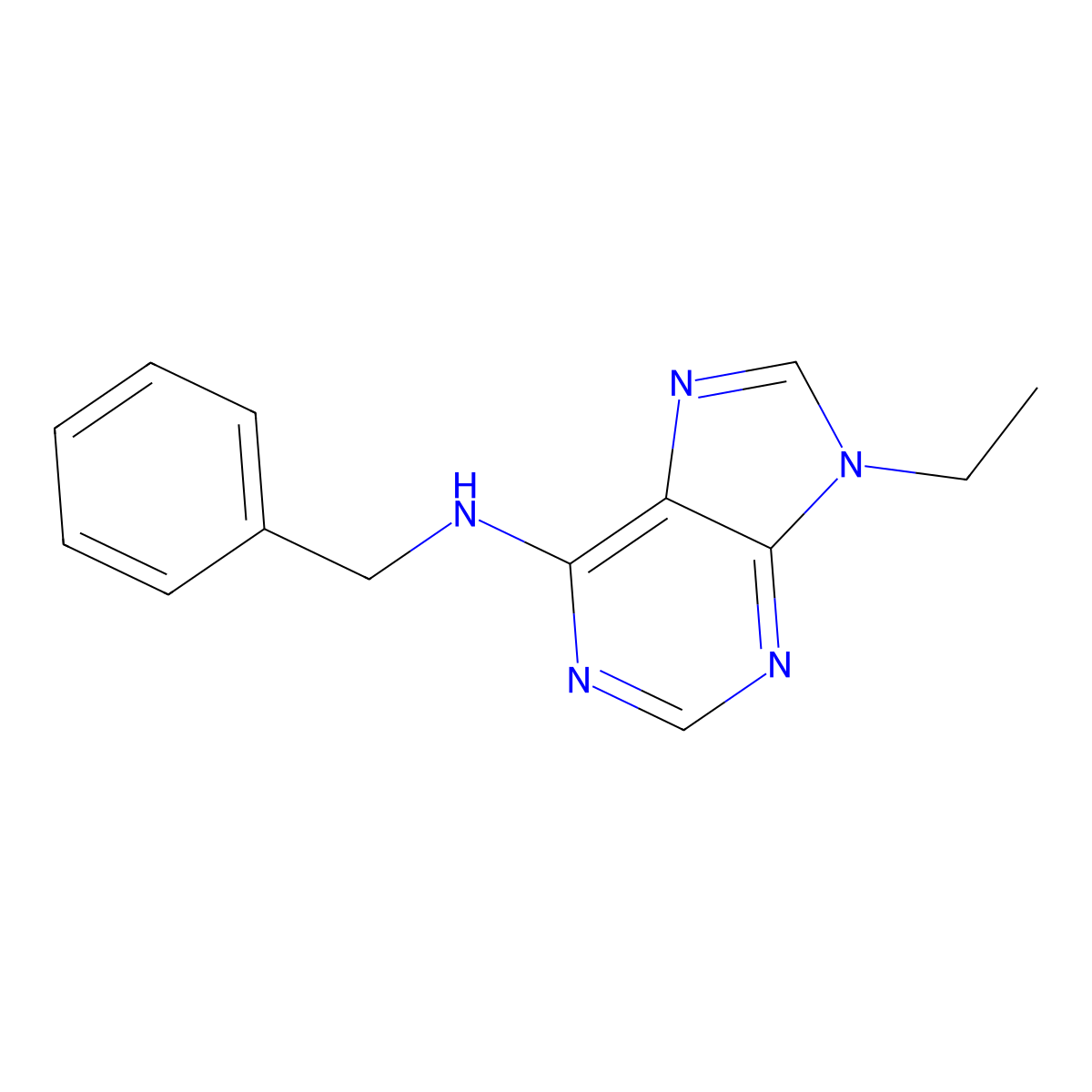 N-Benzyl-9-ethyl-9H-purin-6-amine molecular structure, CAS 25870-60-4