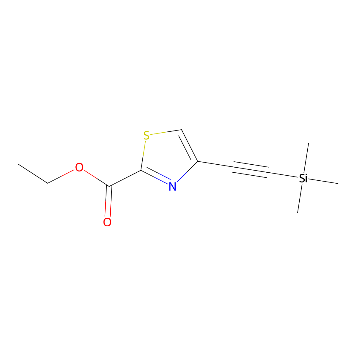 Ethyl 4-((trimethylsilyl)ethynyl)thiazole-2-carboxylate molecular structure, CAS 2587368-55-4