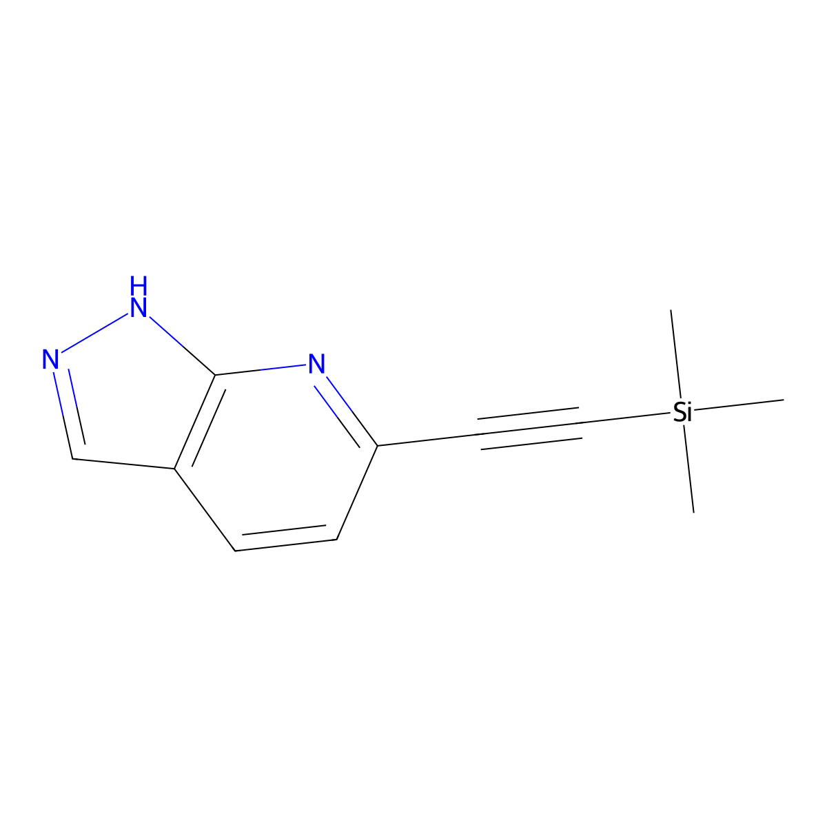 6-((trimethylsilyl)ethynyl)-2H-pyrazolo[3,4-b]pyridine molecular structure, CAS 2587368-59-8