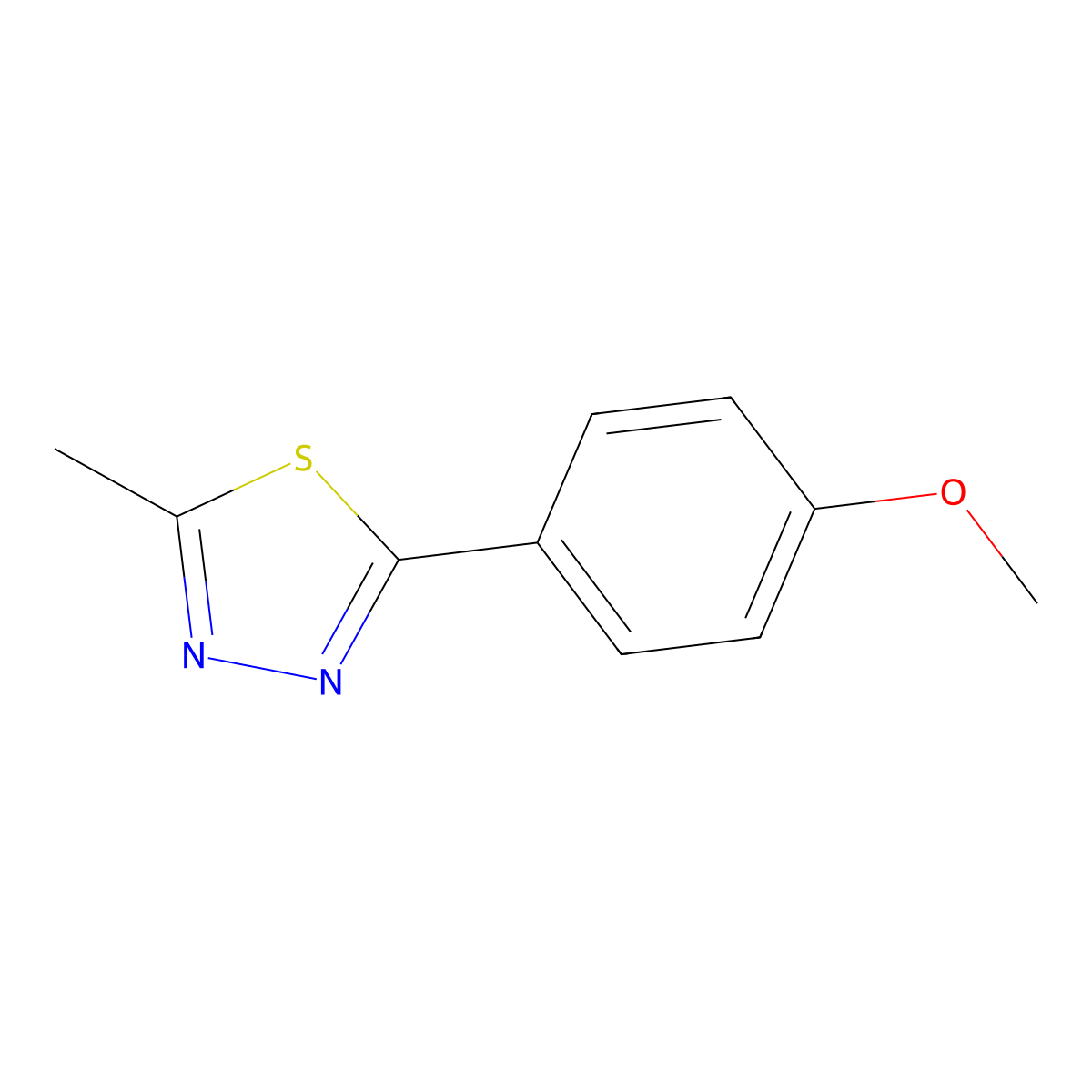 2-(4-Methoxyphenyl)-5-methyl-1,3,4-thiadiazole molecular structure, CAS 25877-48-9