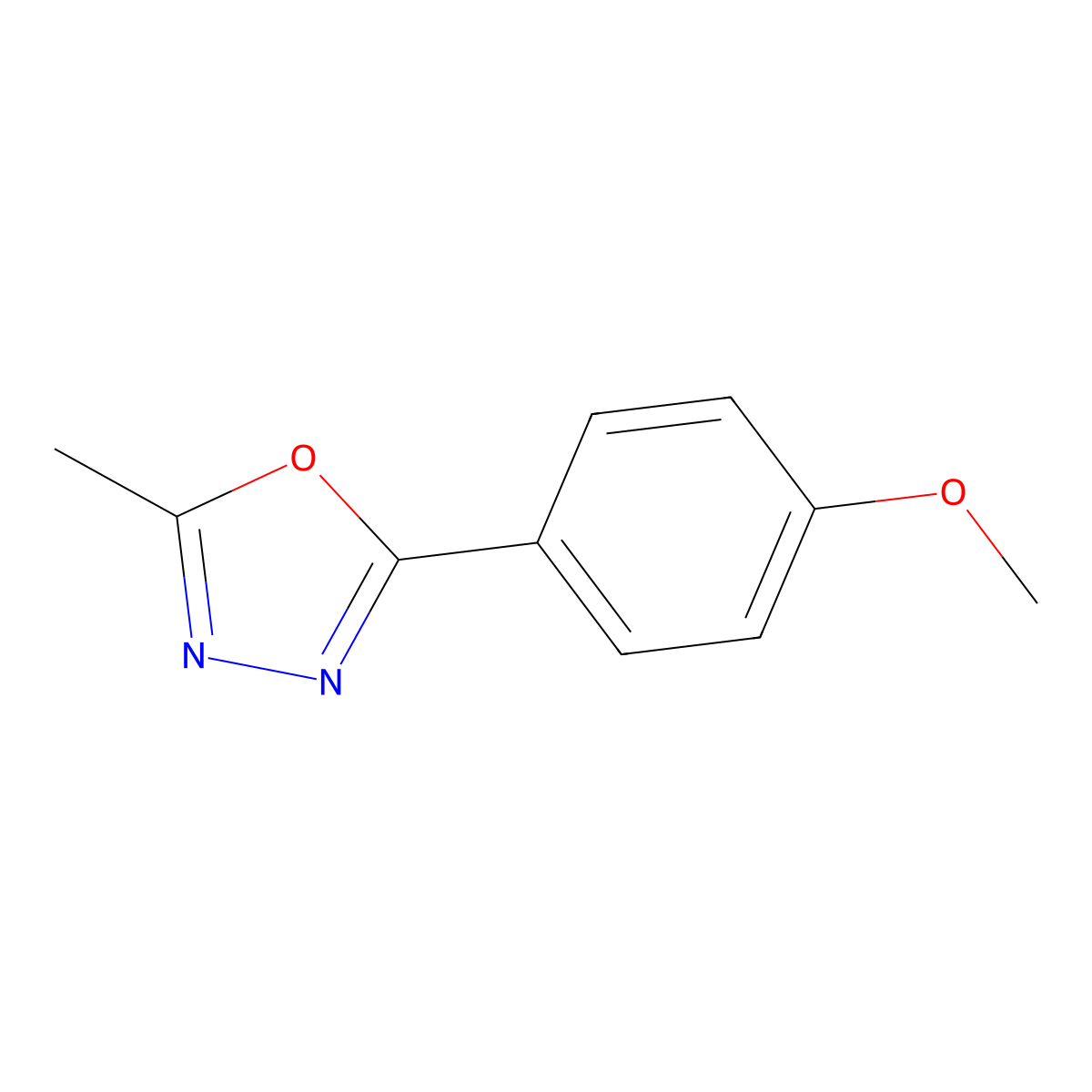 2-(4-Methoxyphenyl)-5-methyl-1,3,4-oxadiazole molecular structure, CAS 25877-54-7