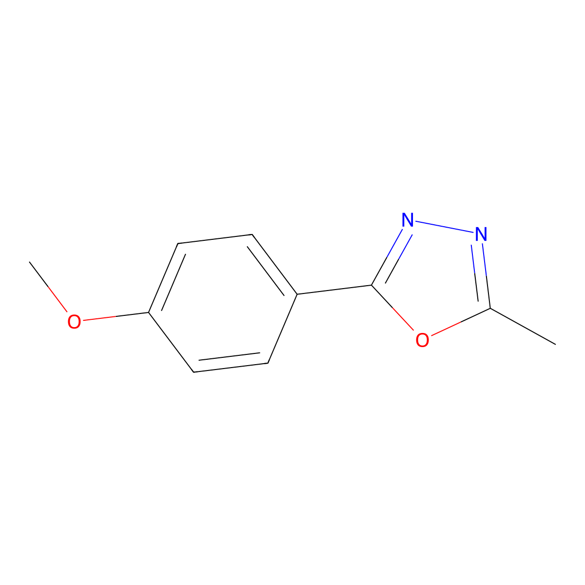 2-(4-Methoxyphenyl)-5-methyl-1,3,4-oxadiazole molecular structure, CAS 25877-54-7