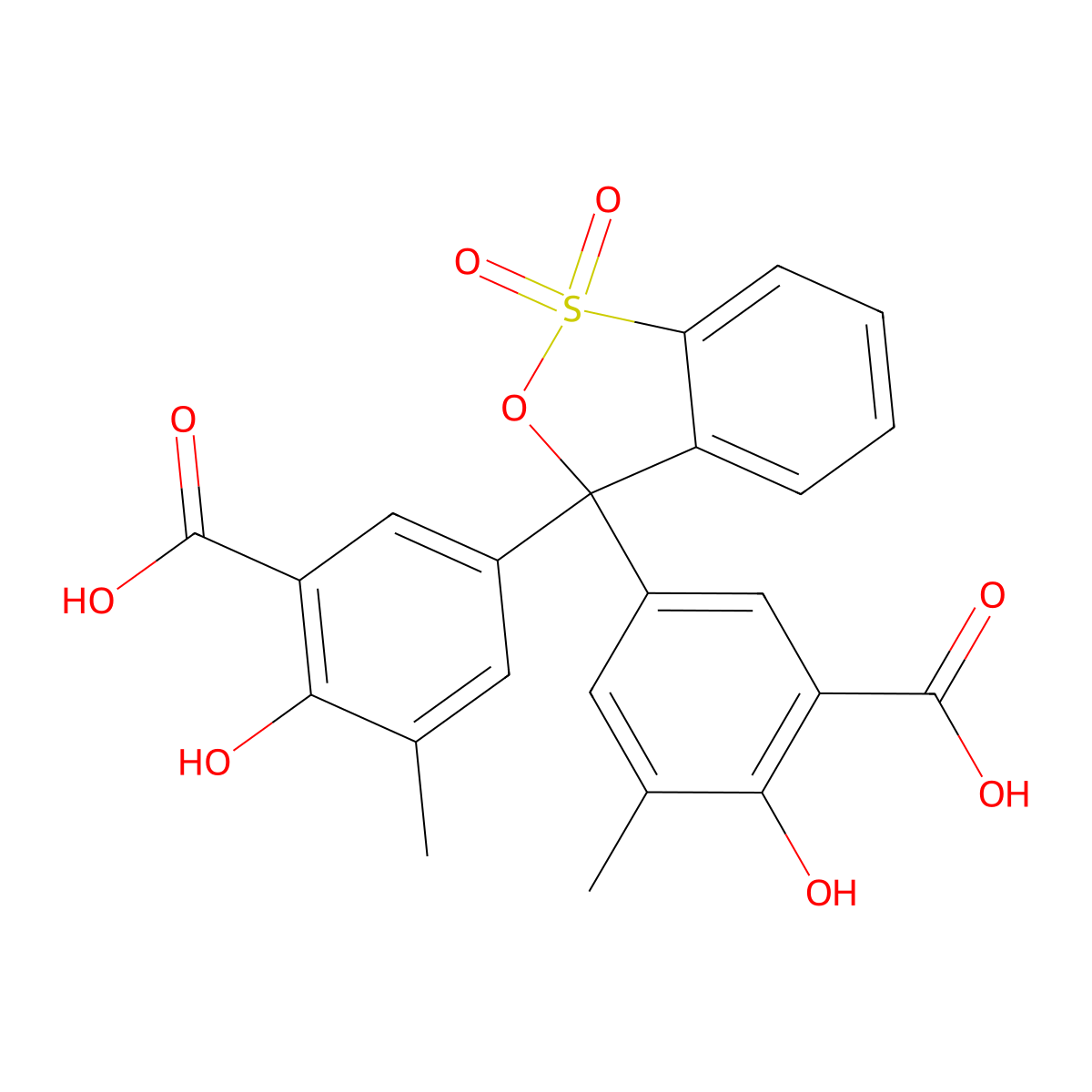 3,3'-(3H-2,1-benzooxathiol-3-ylidene)bis(6-hydroxy-5-methylbenzoic acid S,S-dioxide molecular structure, CAS 2588-24-1