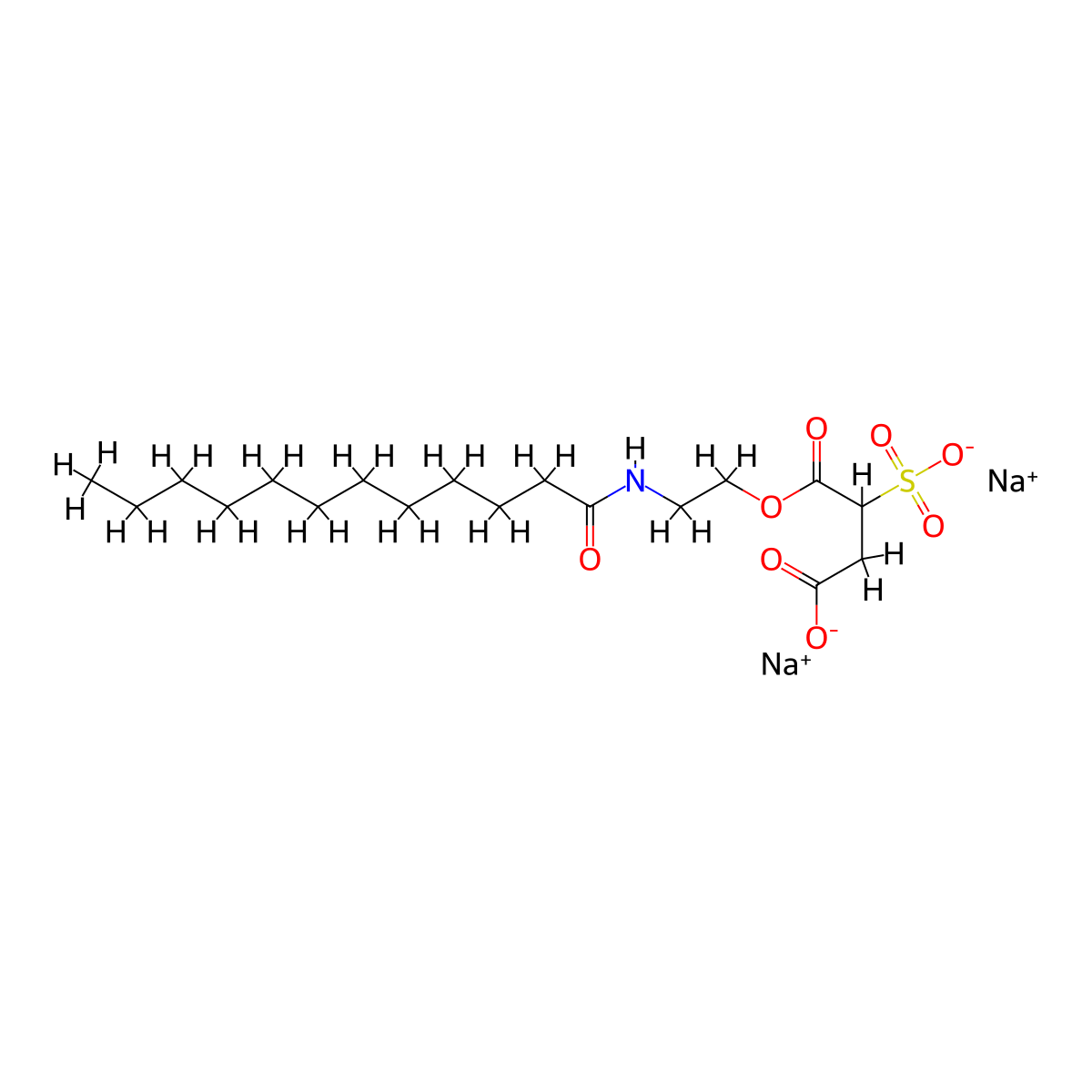 Disodium lauramido monoethanolamine sulfosuccinate molecular structure, CAS 25882-44-4