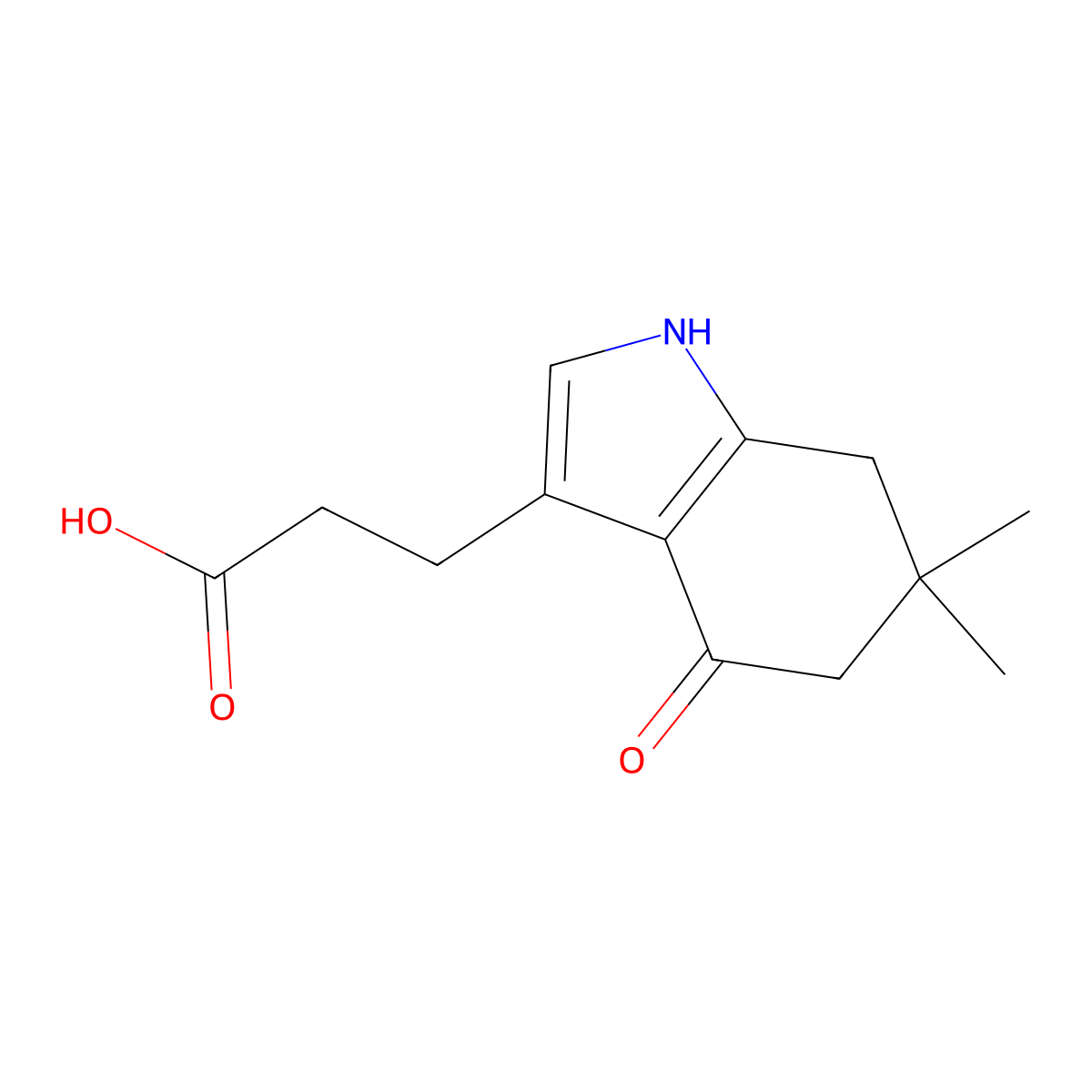 4,5,6,7-H4-6,6-Me2-4-oxo-indole-3-propanoic acid molecular structure, CAS 258831-35-5