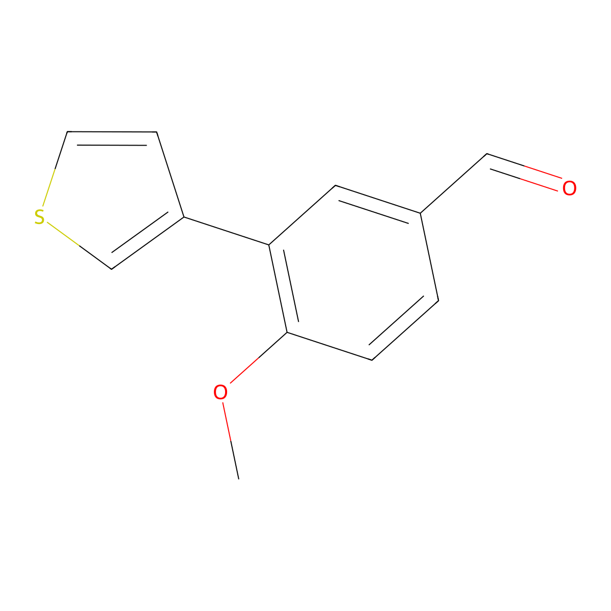 4-Methoxy-3-(thiophen-3-yl)benzaldehyde molecular structure, CAS 258831-59-3