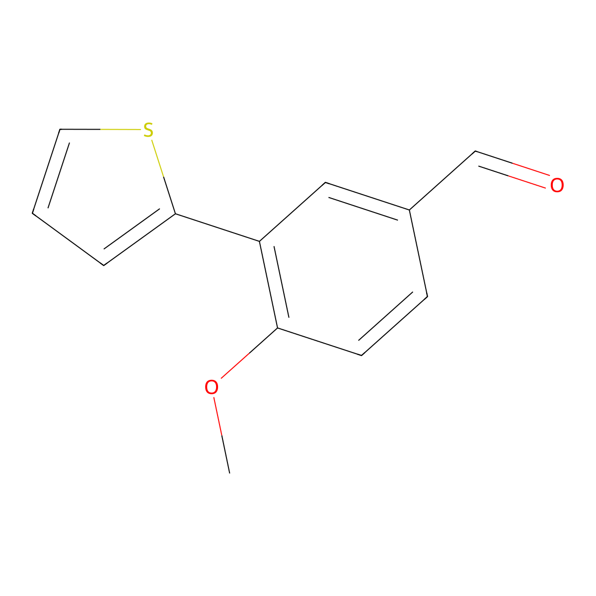 4-Methoxy-3-(thiophen-2-yl)benzaldehyde molecular structure, CAS 258831-62-8
