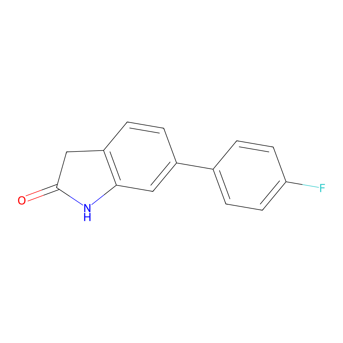 6-(4-Fluorophenyl)-1,3-dihydro-2H-indol-2-one molecular structure, CAS 258831-98-0