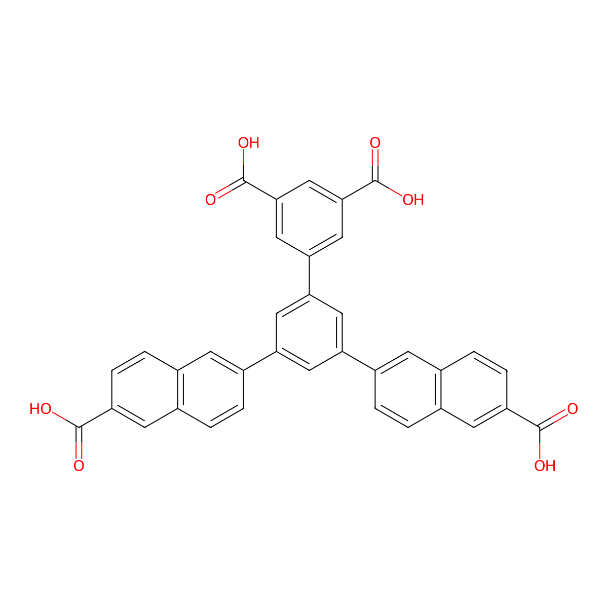 3',5'-Bis(6-carboxynaphthalen-2-yl)-[1,1'-biphenyl]-3,5-dicarboxylic acid molecular structure, CAS 2588353-96-0