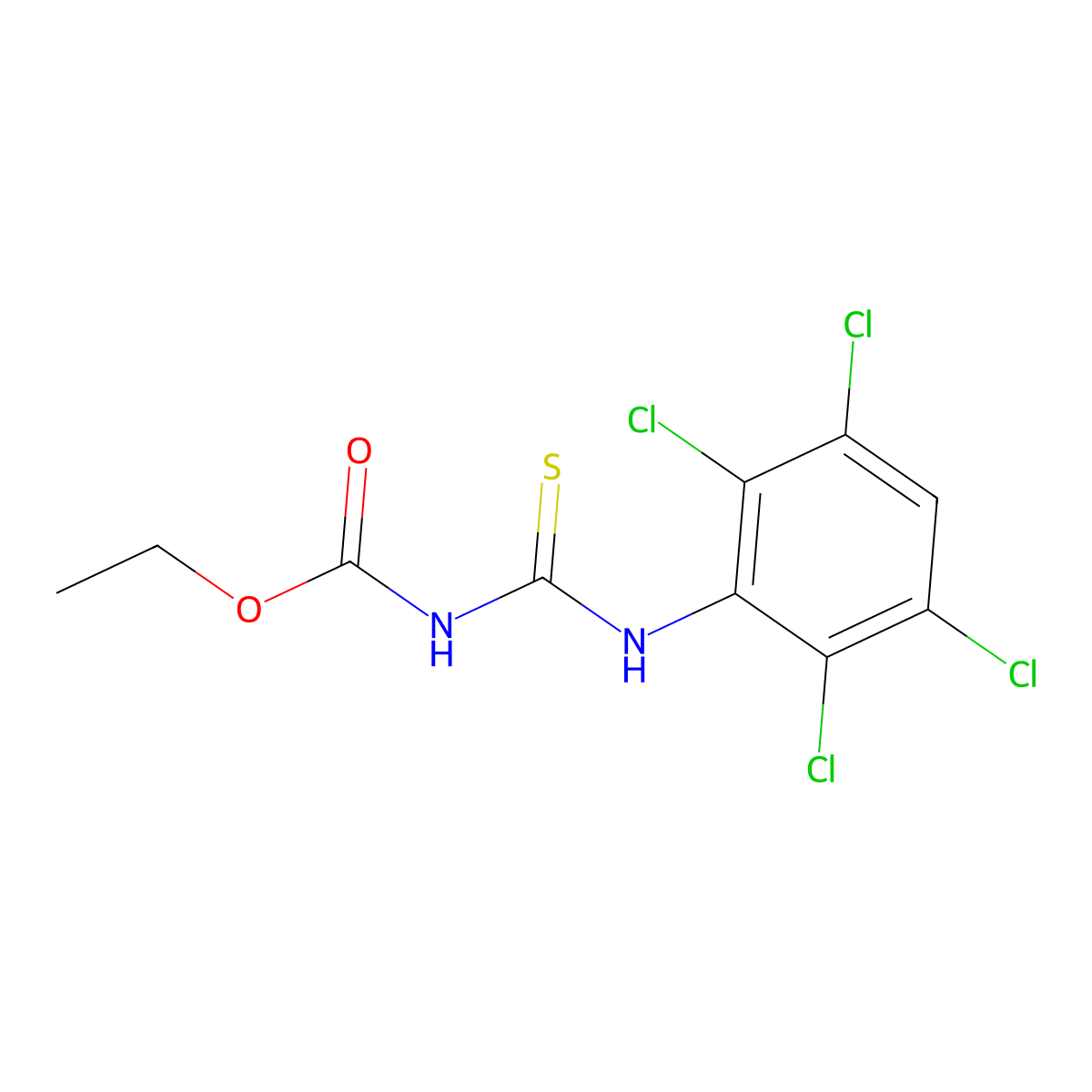 ethyl N-[(2,3,5,6-tetrachlorophenyl)carbamothioyl]carbamate molecular structure, CAS 2588427-04-5