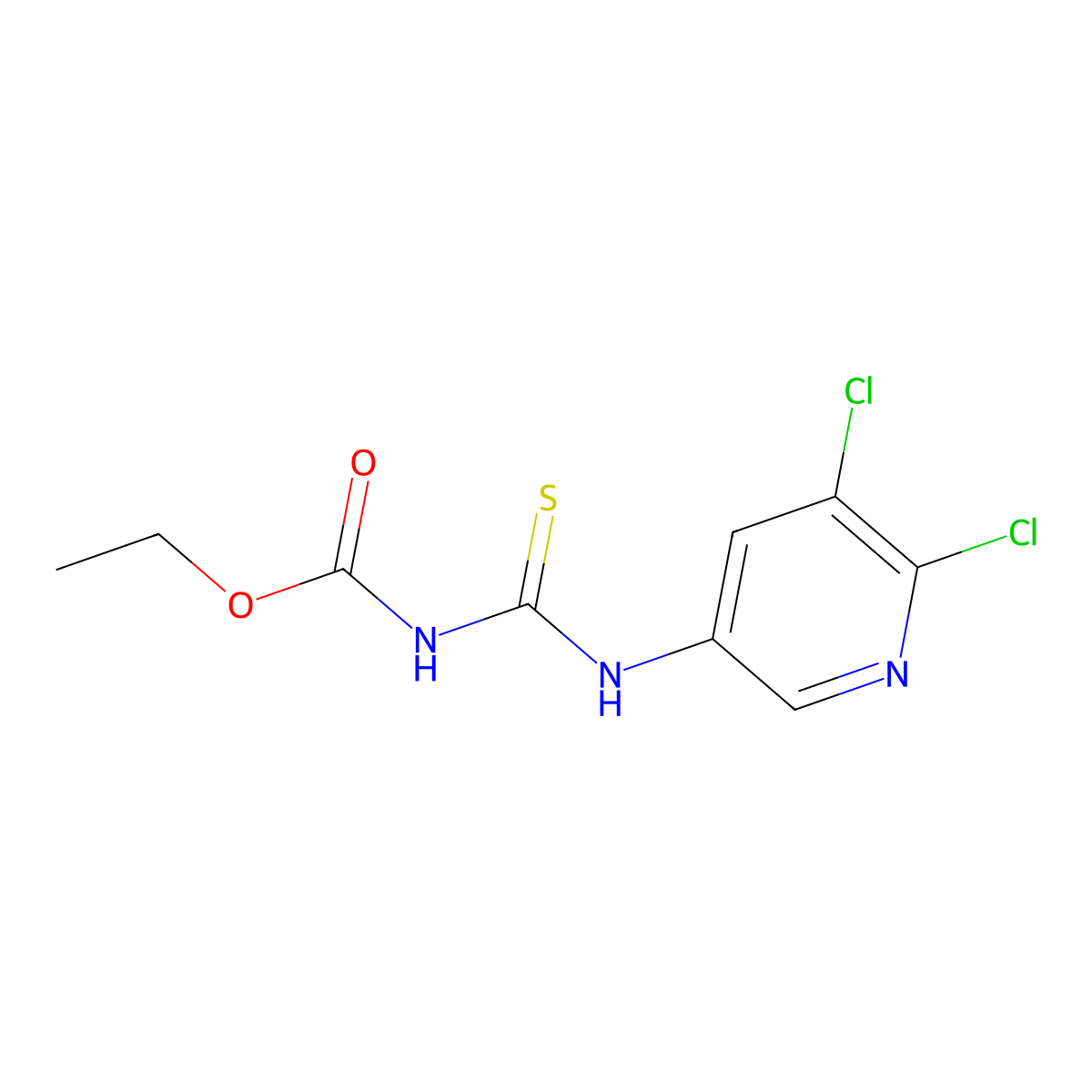 ethyl N-[(5,6-dichloropyridin-3-yl)carbamothioyl]carbamate molecular structure, CAS 2588427-06-7