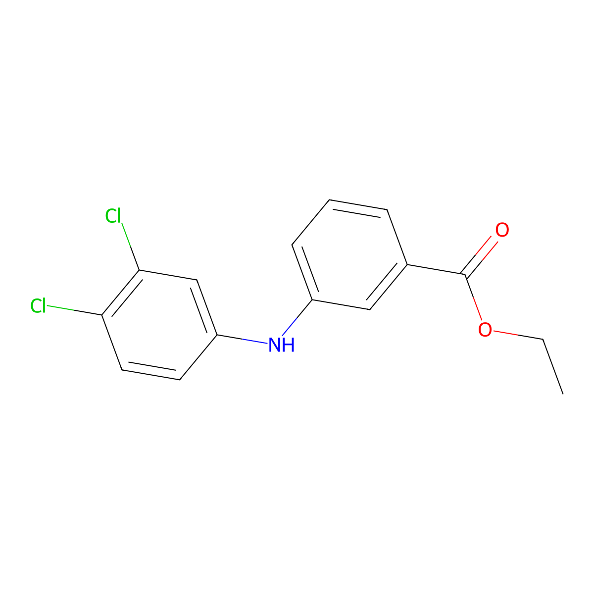 Ethyl 3-[(3,4-dichlorophenyl)amino]benzoate molecular structure, CAS 2588427-09-0