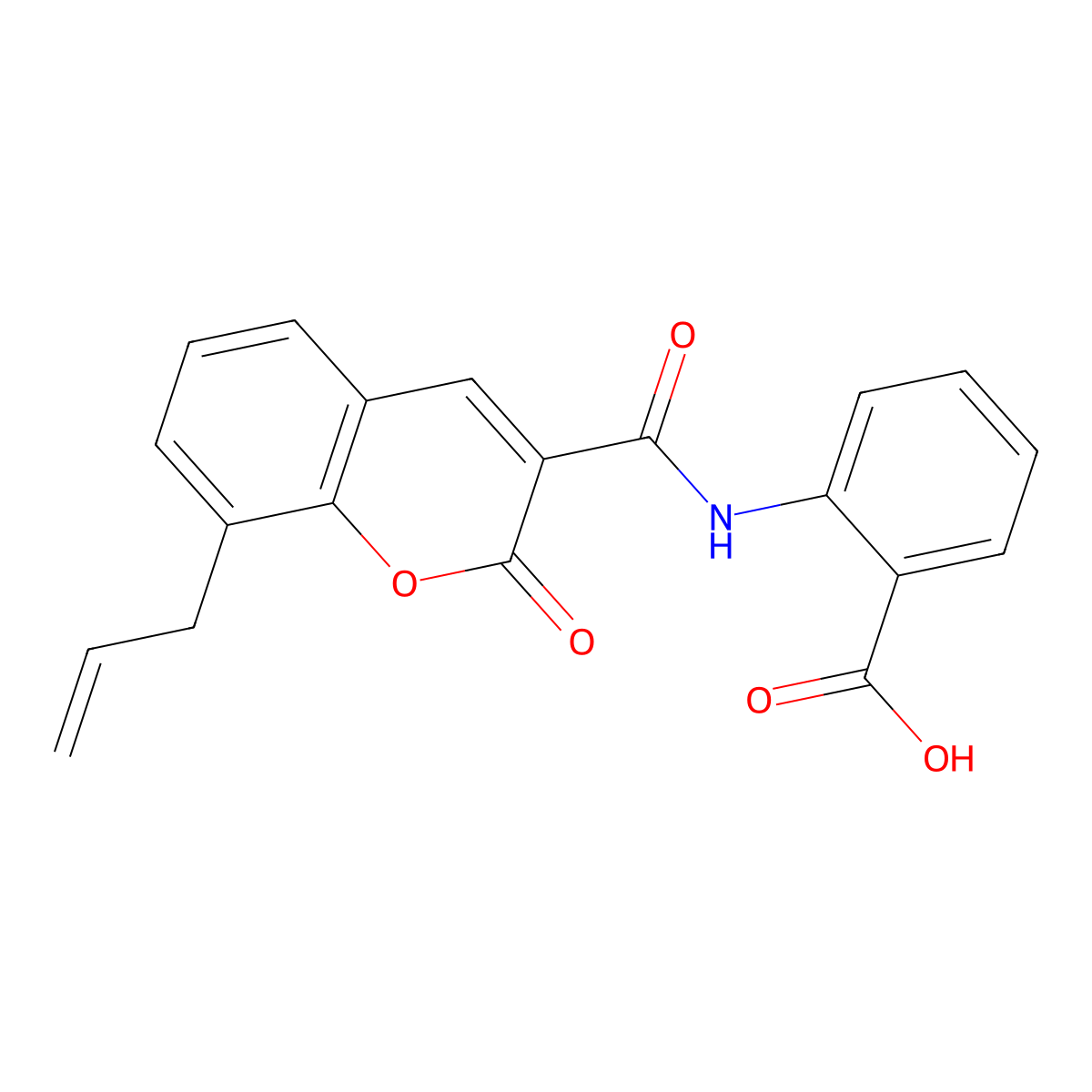 2-[2-oxo-8-(prop-2-en-1-yl)-2H-chromene-3-amido]benzoic acid molecular structure, CAS 258844-12-1