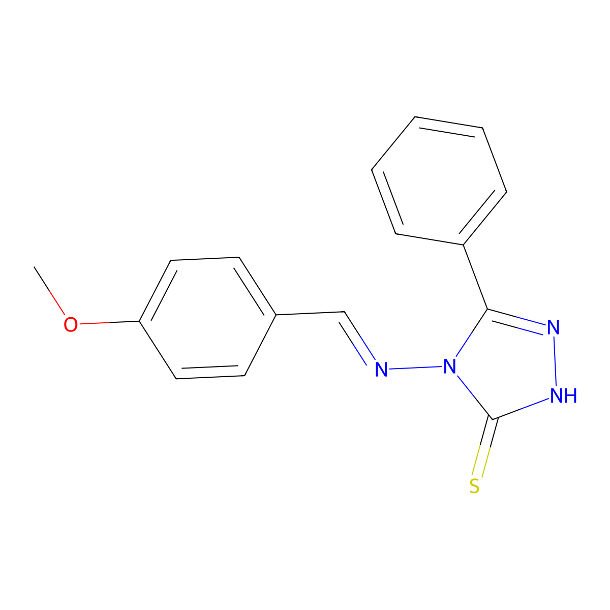 4-{[(4-methoxyphenyl)methylidene]amino}-5-phenyl-4H-1,2,4-triazole-3-thiol molecular structure, CAS 258855-61-7