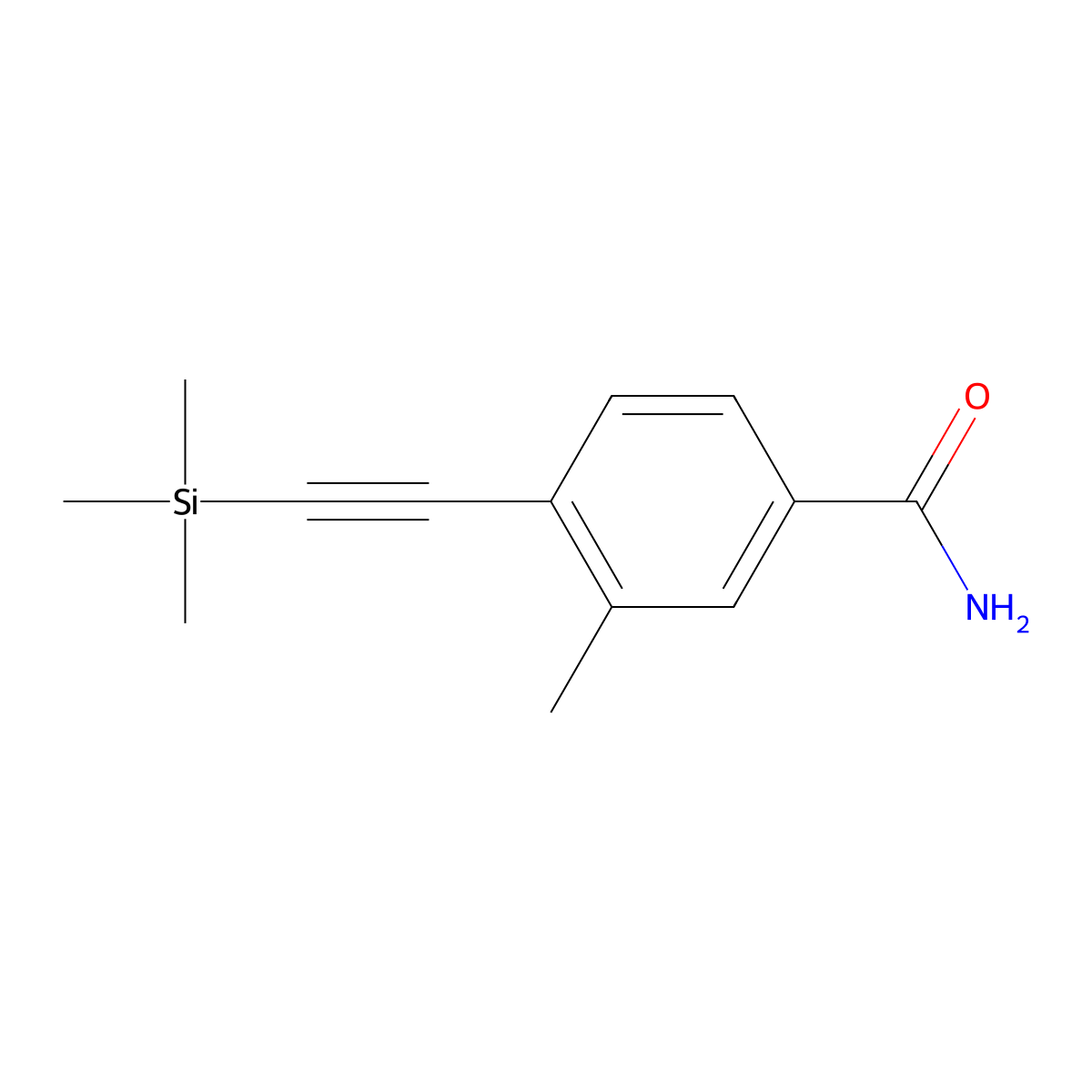 3-Methyl-4-((trimethylsilyl)ethynyl)benzamide molecular structure, CAS 2588588-01-4