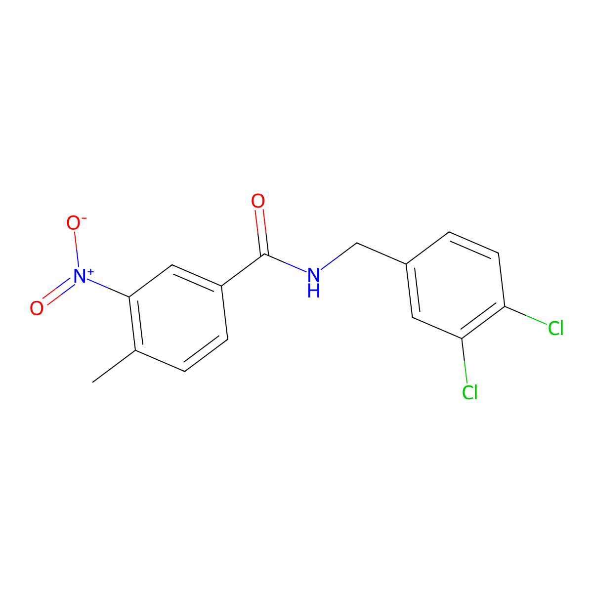 N-(3,4-dichlorobenzyl)-4-methyl-3-nitrobenzamide molecular structure, CAS 258864-10-7