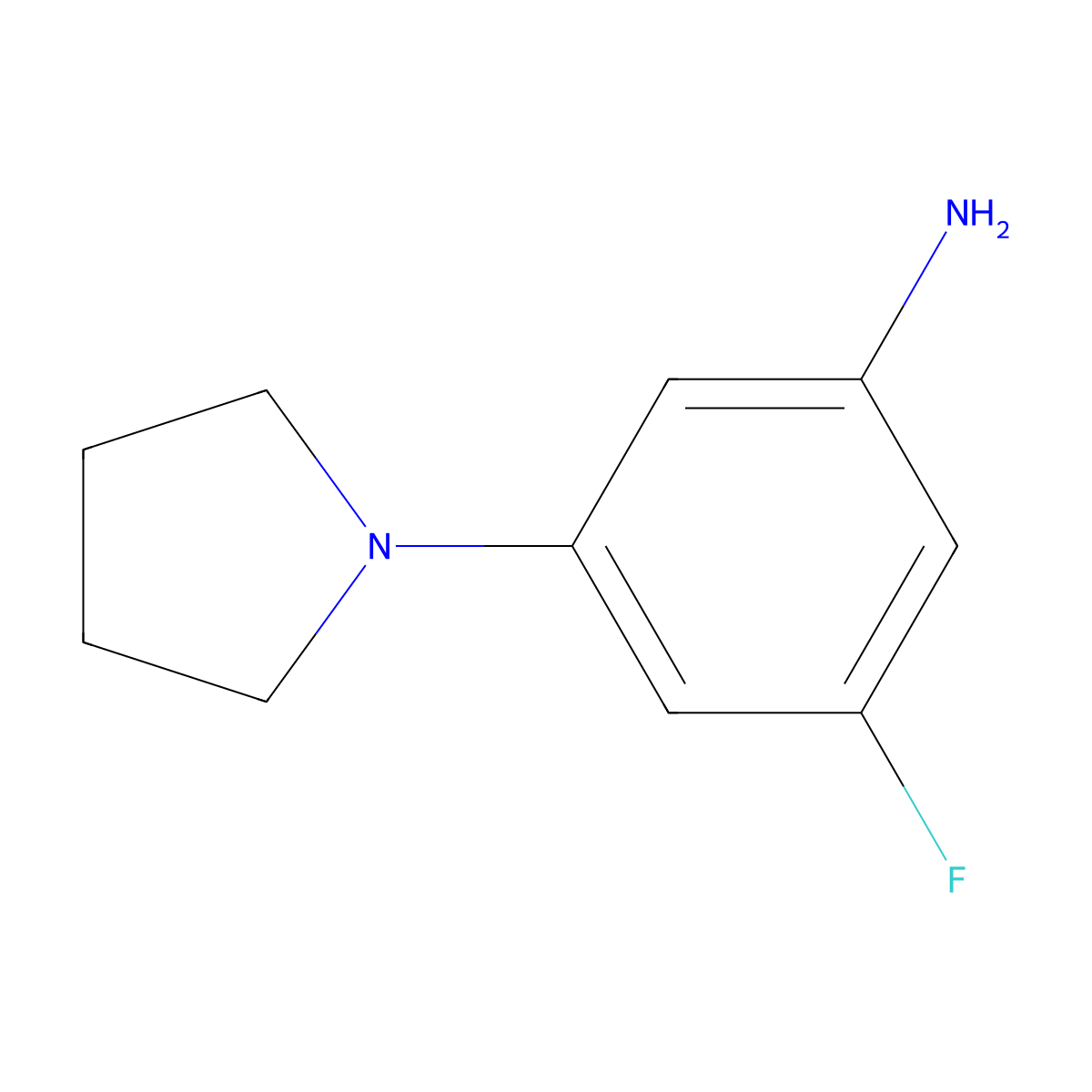 3-Fluoro-5-(pyrrolidin-1-yl)aniline molecular structure, CAS 258864-26-5