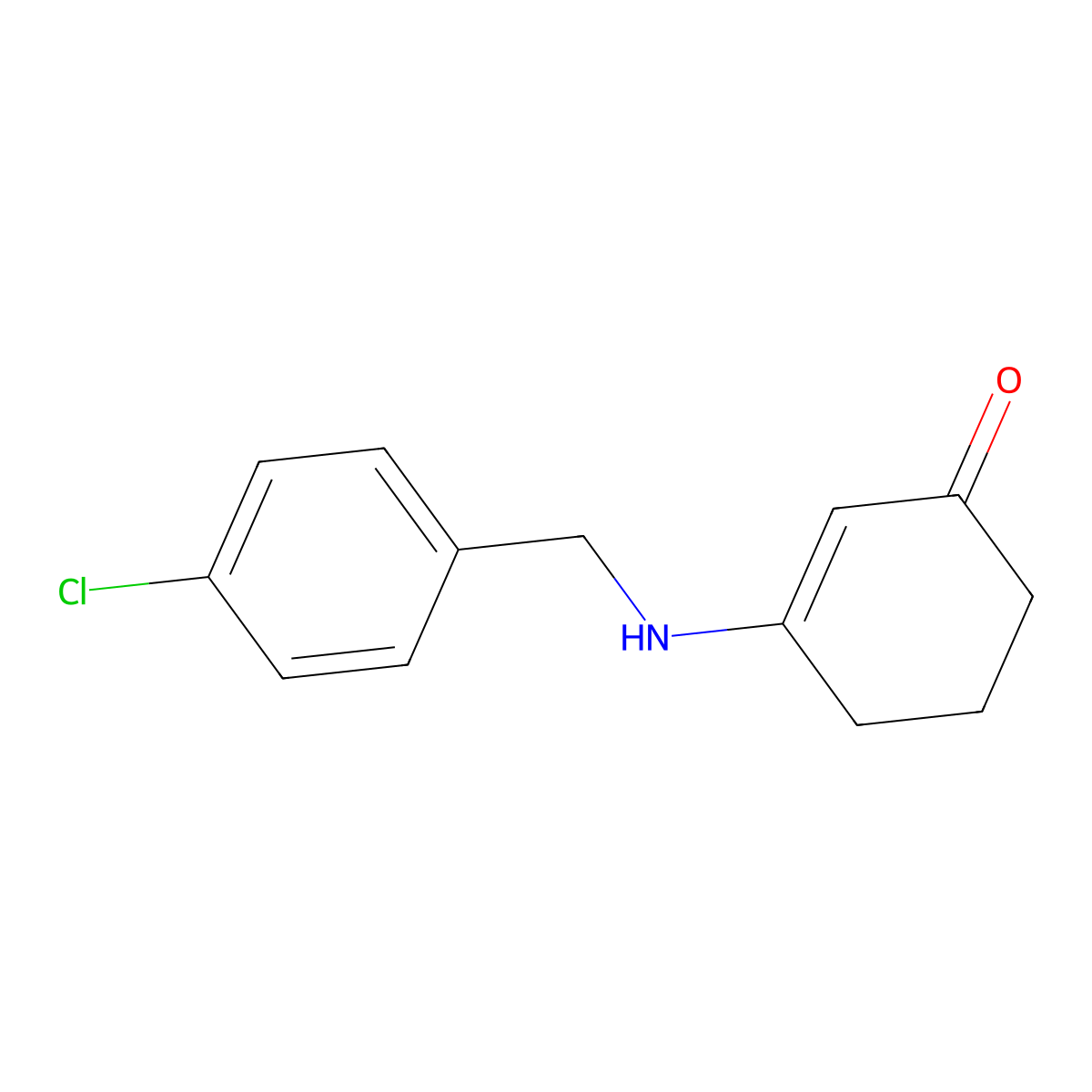 3-{[(4-Chlorophenyl)methyl]amino}cyclohex-2-en-1-one molecular structure, CAS 258877-48-4