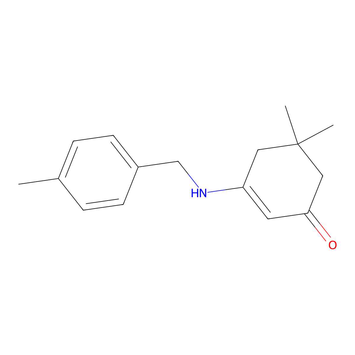 5,5-Dimethyl-3-[(4-methylbenzyl)amino]cyclohex-2-en-1-one molecular structure, CAS 258877-52-0