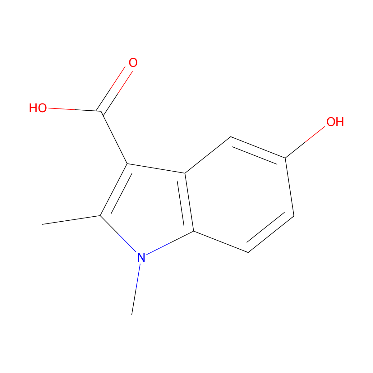 5-Hydroxy-1,2-dimethyl-1H-indole-3-carboxylic acid molecular structure, CAS 25888-01-1
