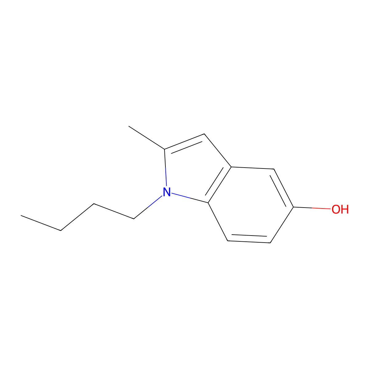 1-butyl-2-methyl-1H-indol-5-ol molecular structure, CAS 25888-07-7