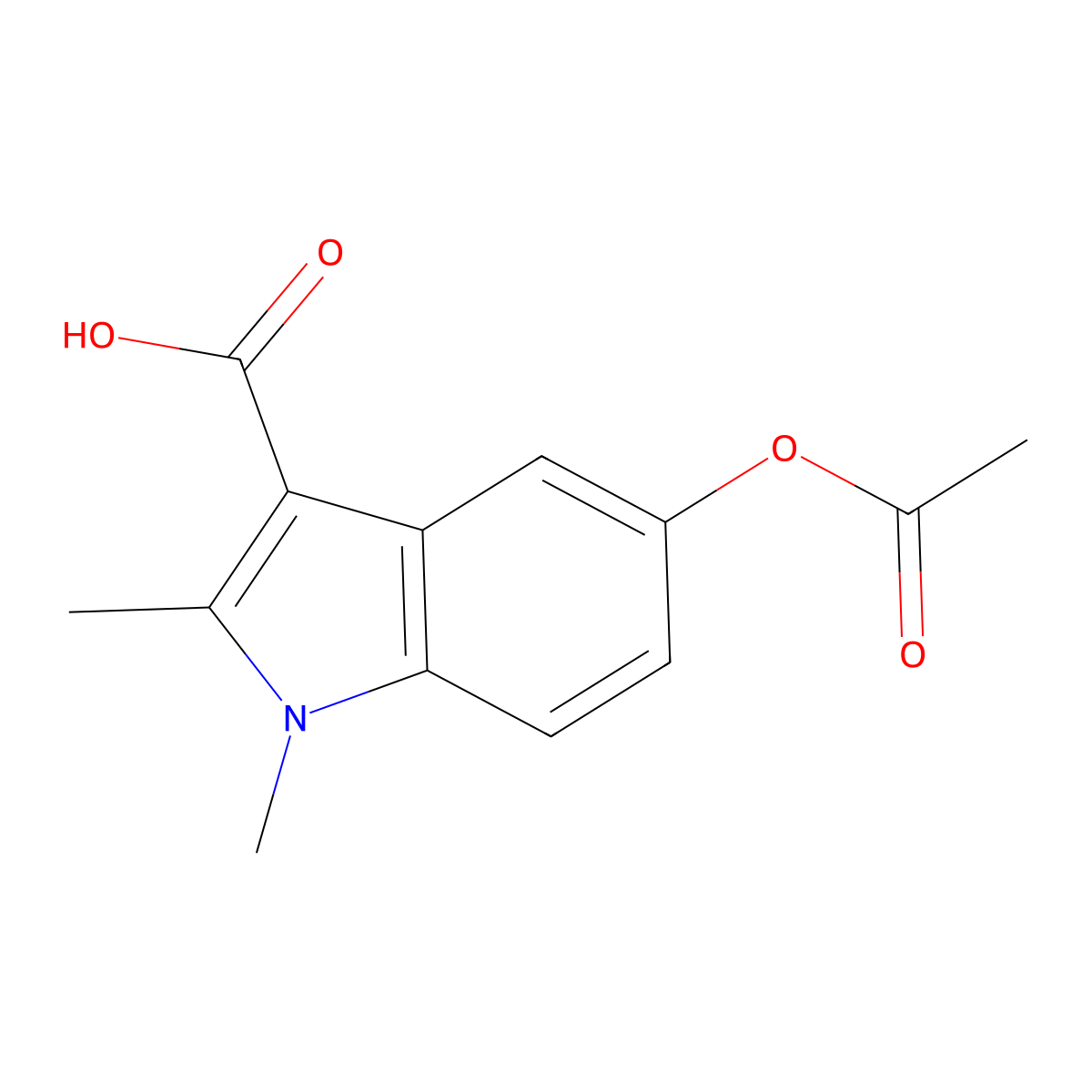 5-acetoxy-1,2-dimethyl-1H-indole-3-carboxylic acid molecular structure, CAS 25888-09-9