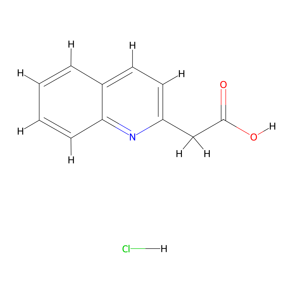 (Quinolin-2-yl)acetic acid--hydrogen chloride (1/1) molecular structure, CAS 25888-68-0