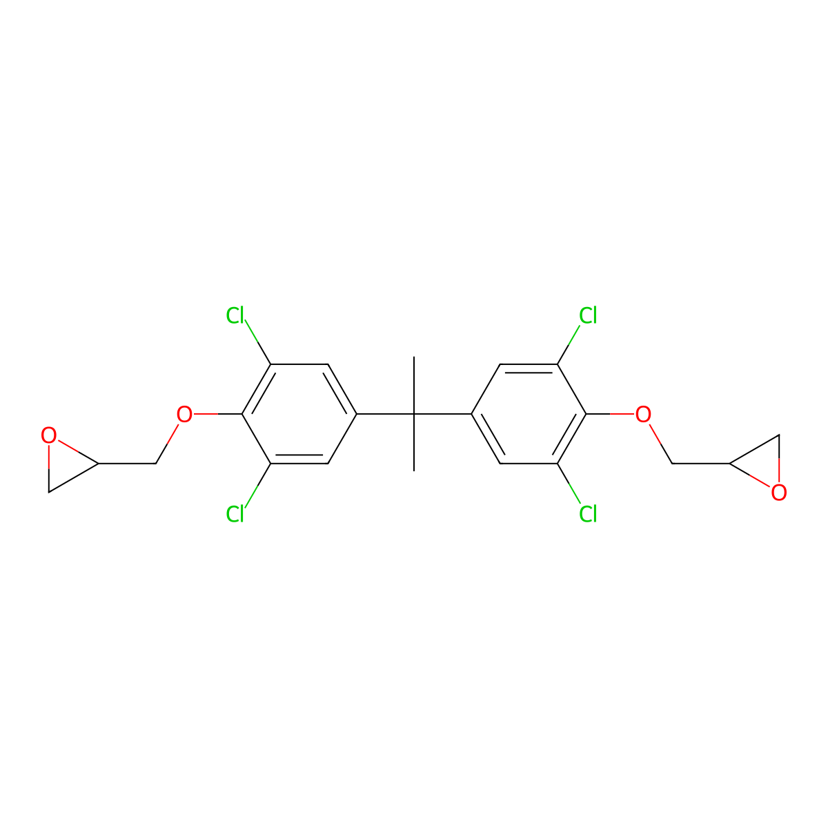2,2'-((1-Methylethylidene)bis((2,6-dichloro-4,1-phenylene)oxymethylene))bis(oxirane) molecular structure, CAS 2589-02-8