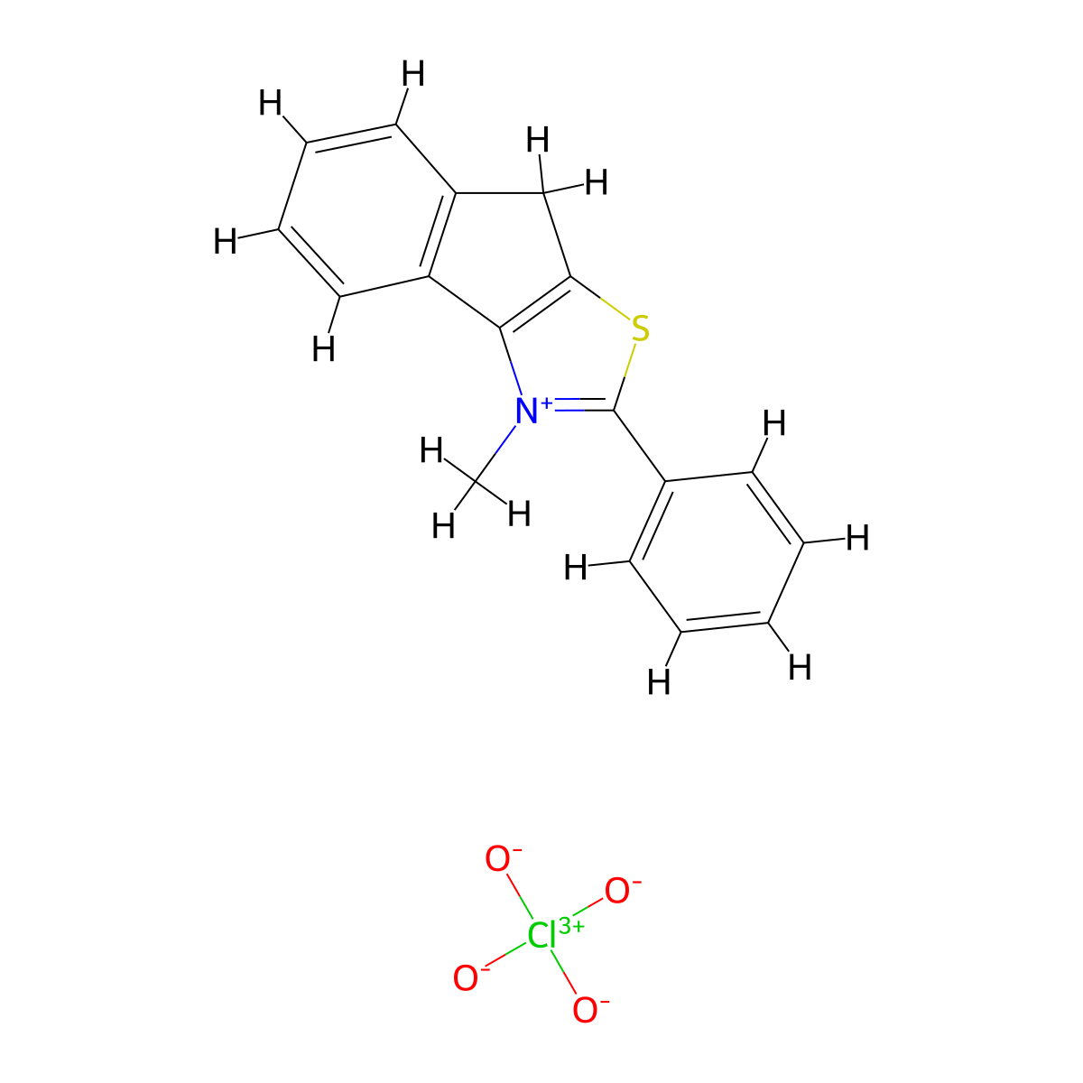 3-methyl-2-phenyl-8H-indeno[1,2-d]thiazol-3-ium perchlorate molecular structure, CAS 2589-10-8