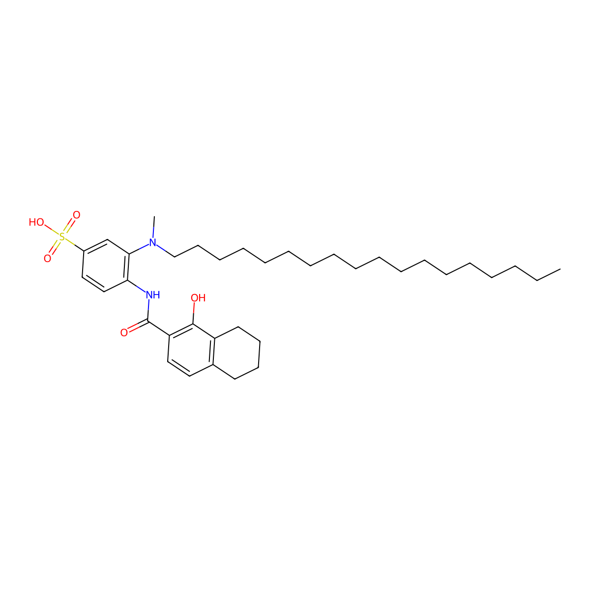 4-(Methyloctadecylamino)-3-((5,6,7,8-tetrahydro-1-hydroxy-2-naphthyl)carbamoyl)benzenesulphonic acid molecular structure, CAS 2589-61-9