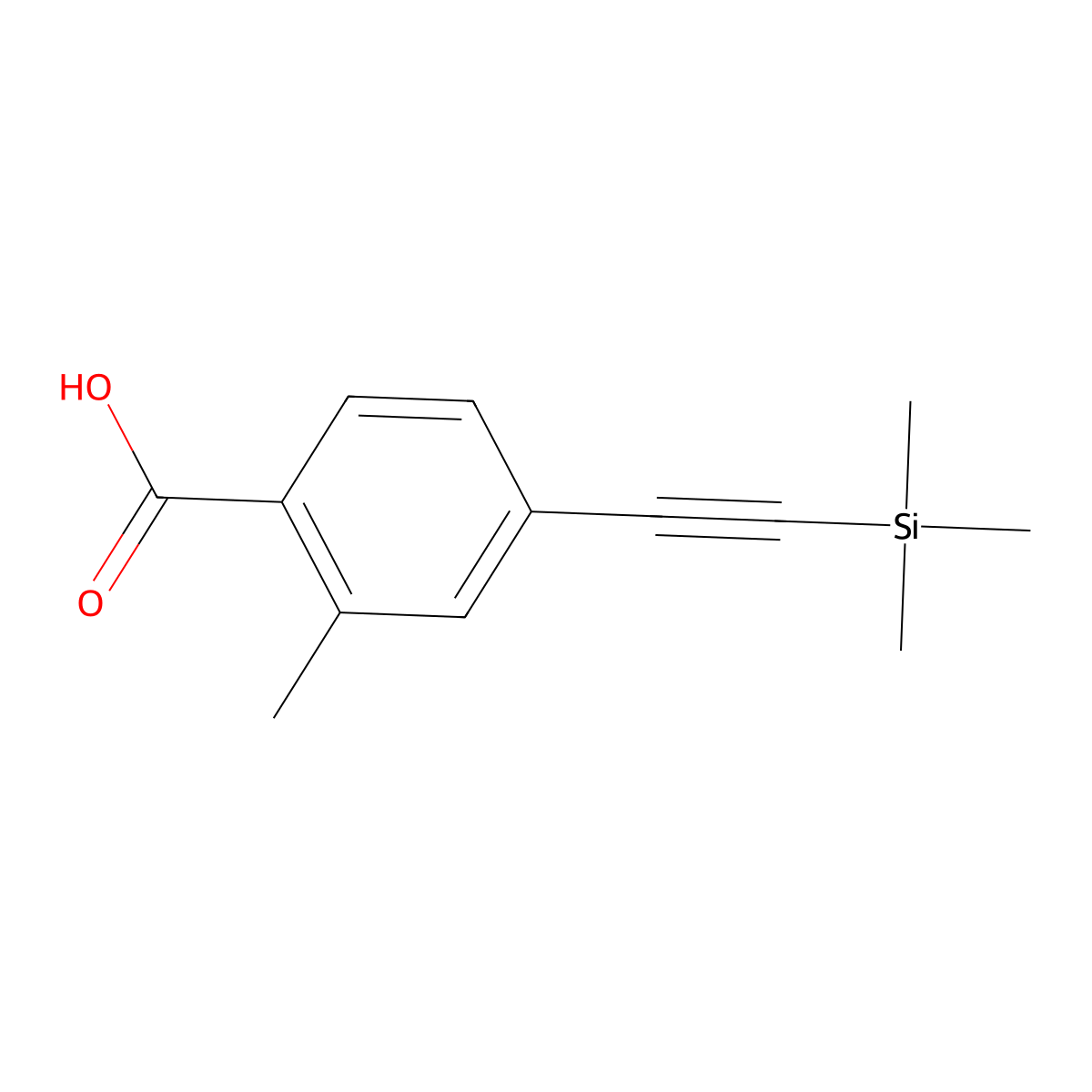 2-Methyl-4-((trimethylsilyl)ethynyl)benzoic acid molecular structure, CAS 2589125-06-2