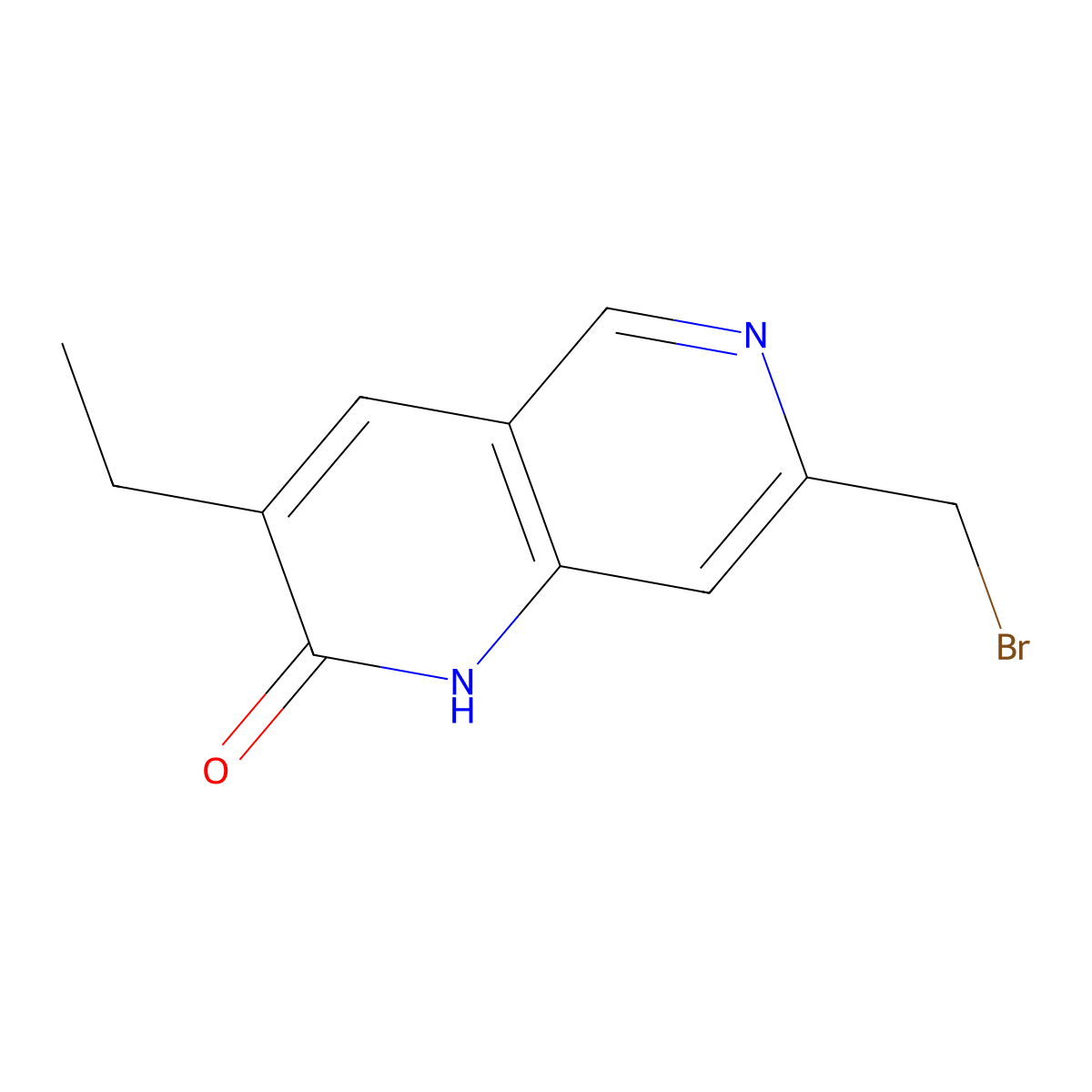 7-(bromomethyl)-3-ethyl-1H-1,6-naphthyridin-2-one molecular structure, CAS 2589531-41-7