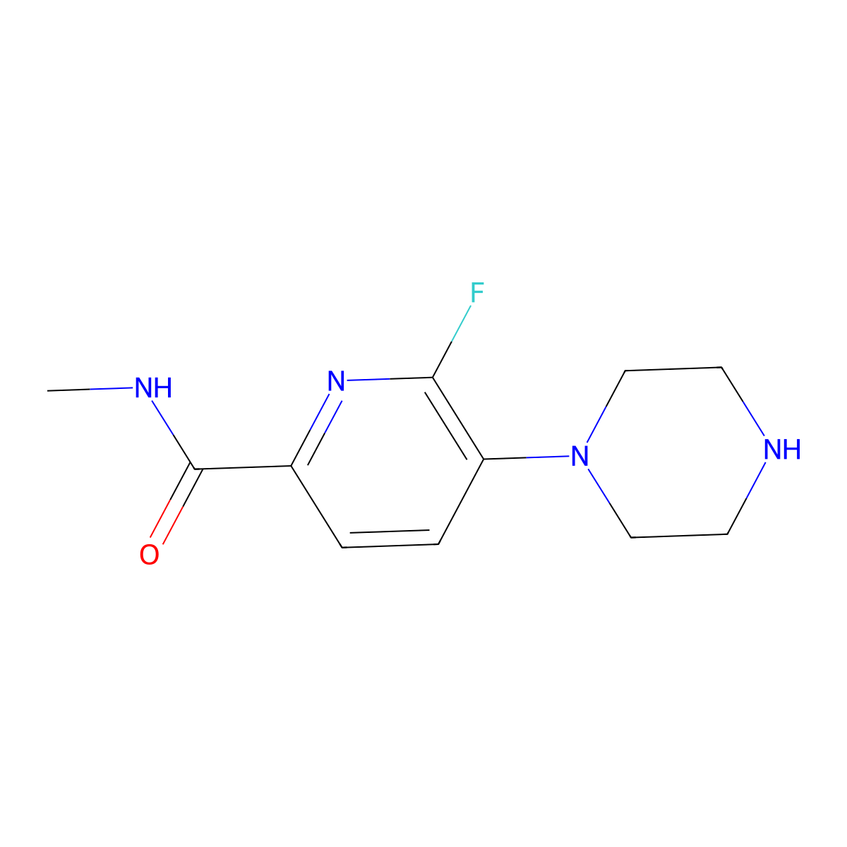 6-fluoro-N-methyl-5-(piperazin-1-yl)picolinamide molecular structure, CAS 2589531-50-8