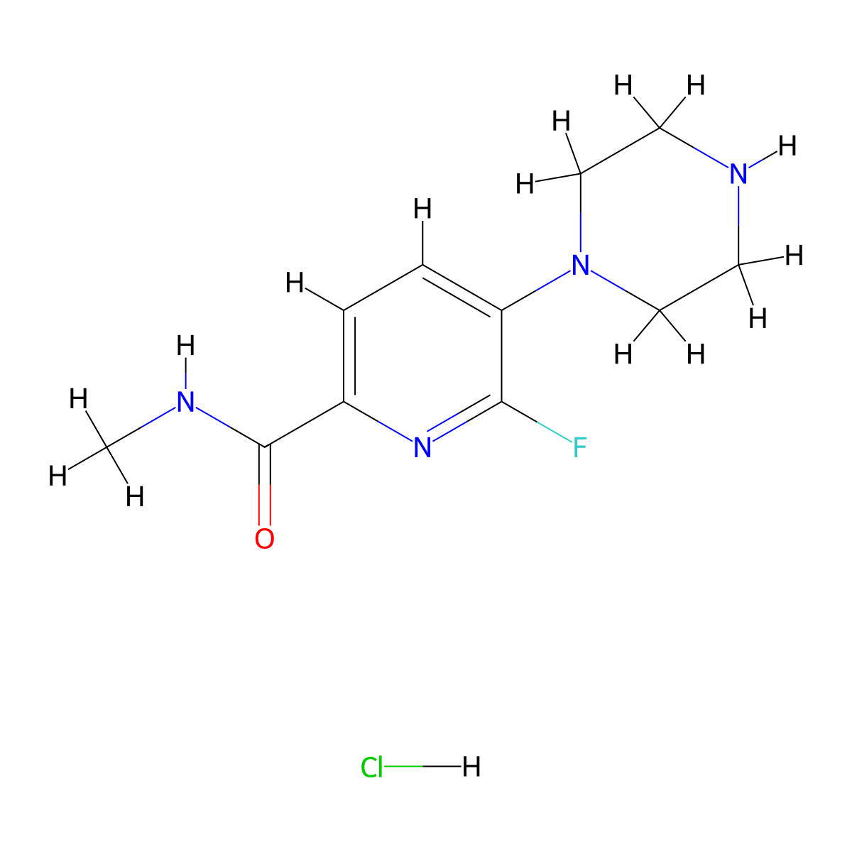 6-Fluoro-N-methyl-5-piperazin-1-ylpyridine-2-carboxamide dihydrochloride molecular structure, CAS 2589531-51-9