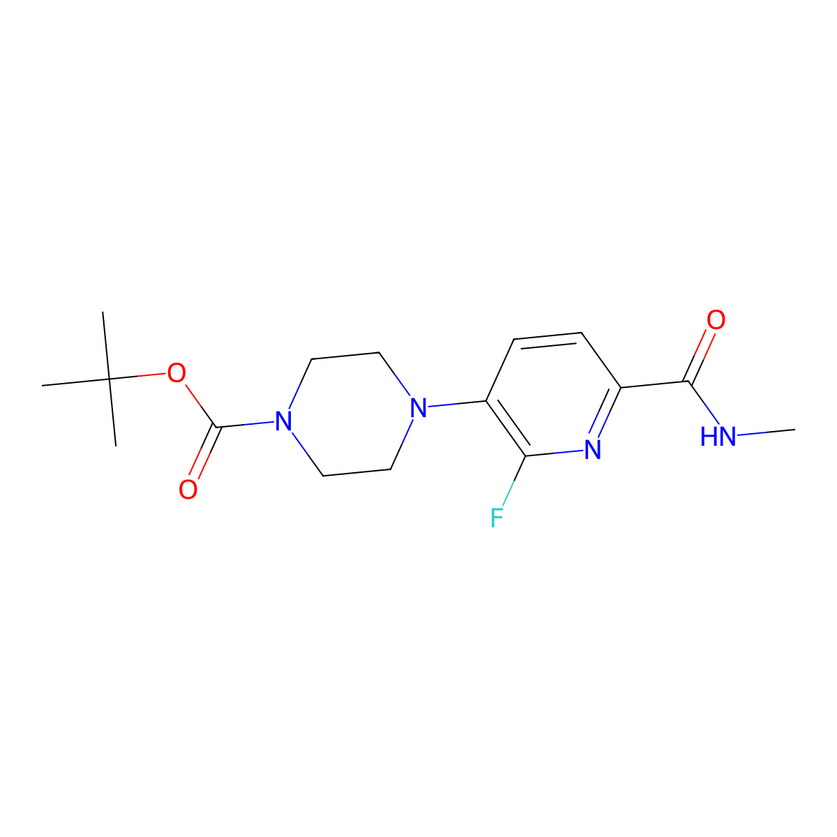 1-Piperazinecarboxylic acid, 4-[2-fluoro-6-[(methylamino)carbonyl]-3-pyridinyl]-, 1,1-dimethylethyl ester molecular structure, CAS 2589532-04-5