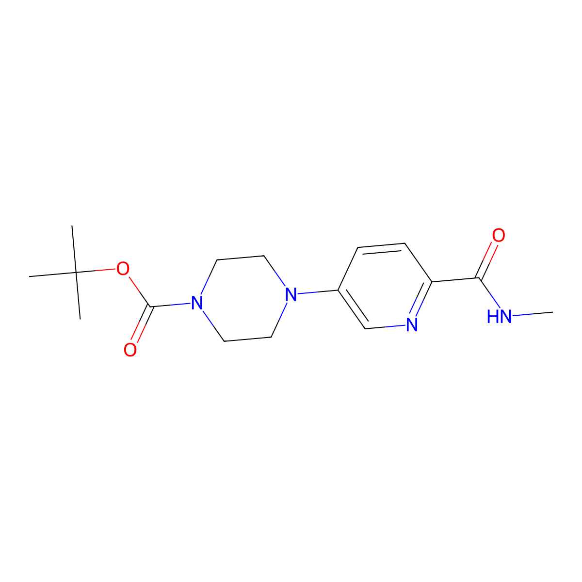 tert-Butyl 4-(6-(methylcarbamoyl)pyridin-3-yl)piperazine-1-carboxylate molecular structure, CAS 2589532-06-7