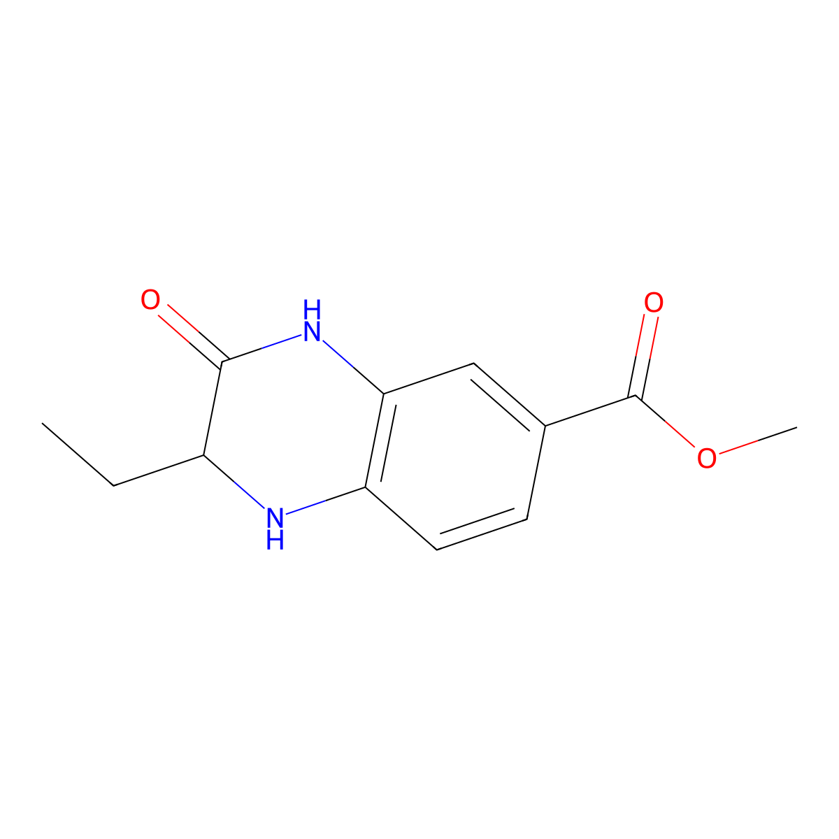 Methyl 2-ethyl-3-oxo-1,2,3,4-tetrahydroquinoxaline-6-carboxylate molecular structure, CAS 2589532-17-0