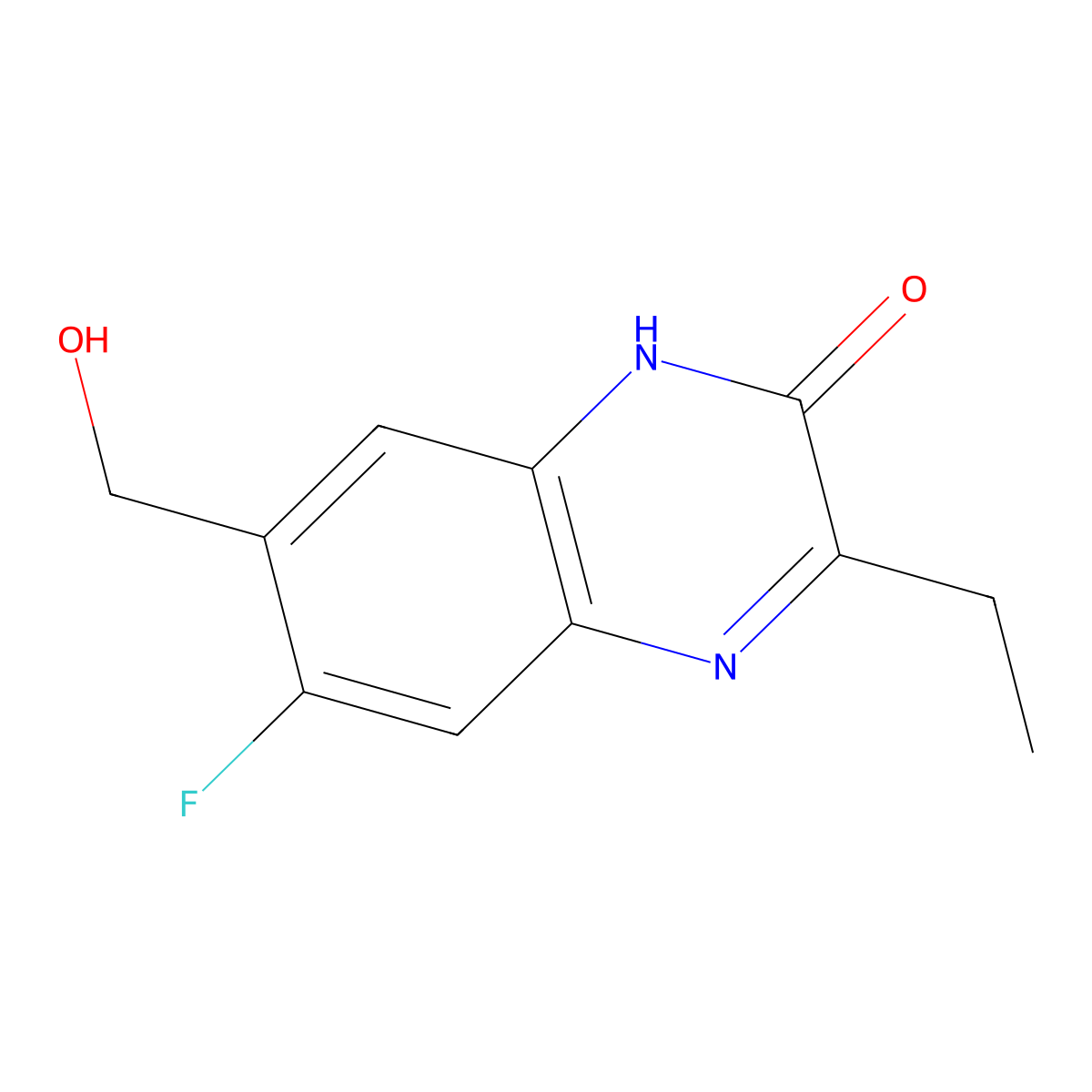 3-Ethyl-6-fluoro-7-(hydroxymethyl)quinoxalin-2(1H)-one molecular structure, CAS 2589533-28-6