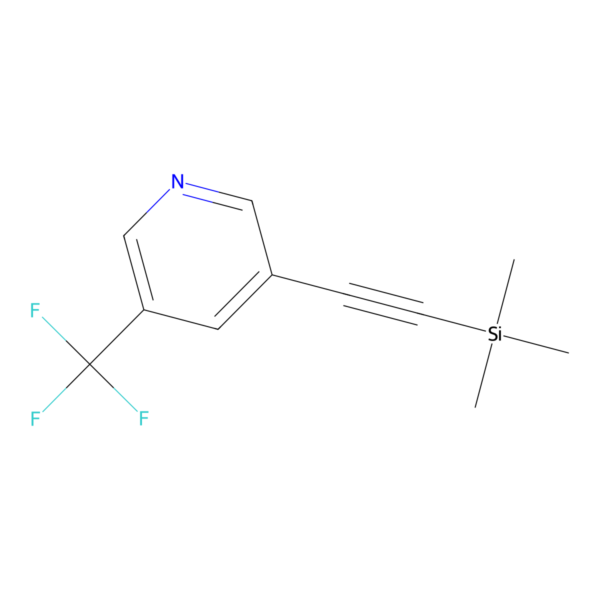 3-(Trifluoromethyl)-5-((trimethylsilyl)ethynyl)pyridine molecular structure, CAS 2589652-09-3