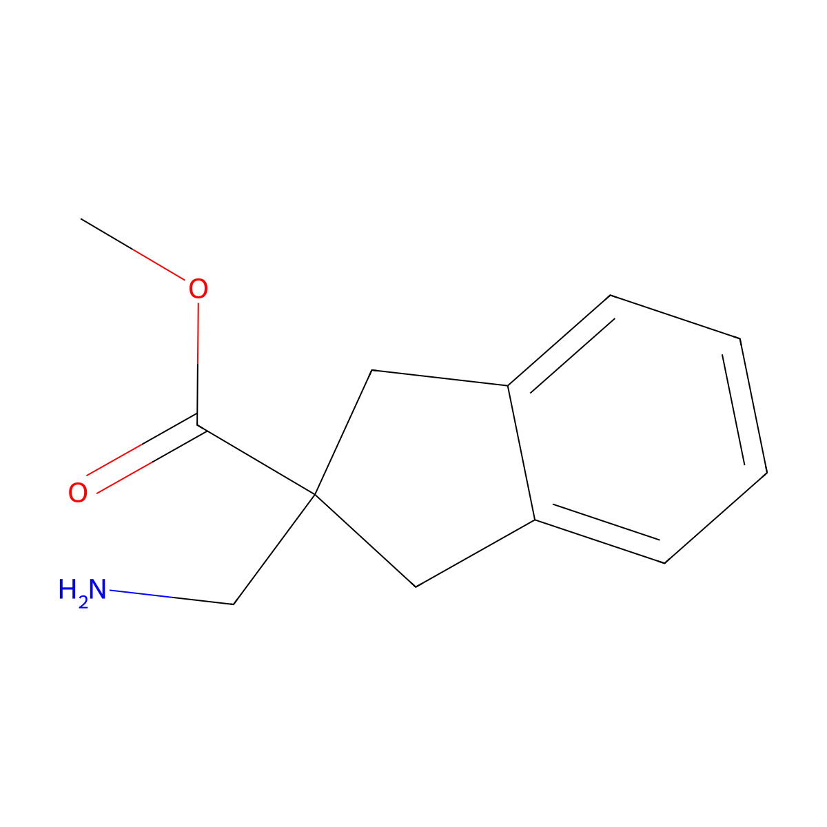 methyl 2-(aminomethyl)-2,3-dihydro-1H-indene-2-carboxylate molecular structure, CAS 2589668-28-8