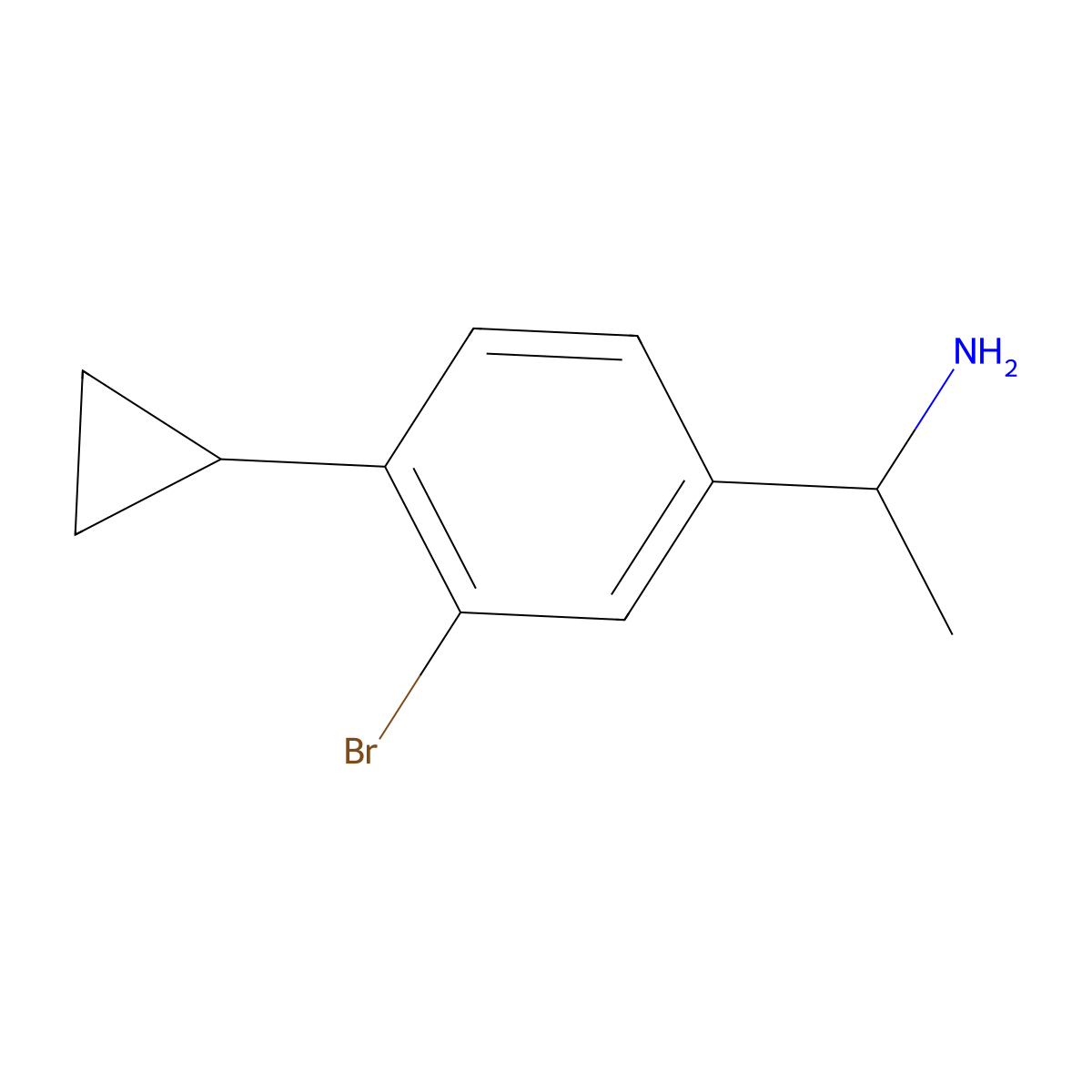 (S)-1-(3-Bromo-4-cyclopropylphenyl)ethan-1-amine molecular structure, CAS 2589879-53-6