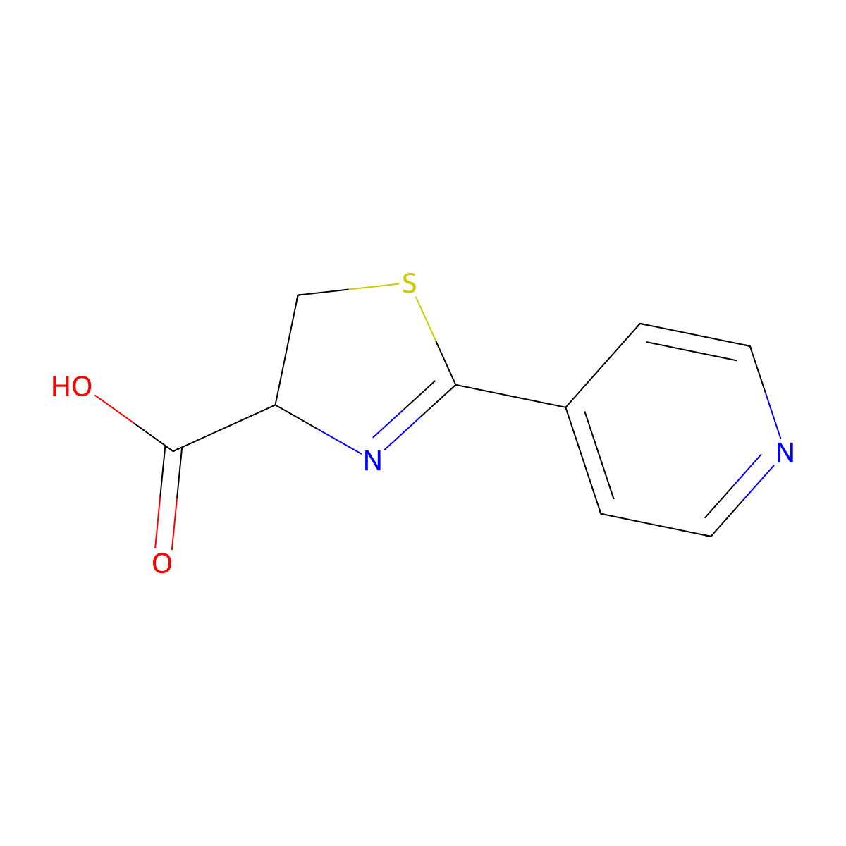 2-(Pyridin-4-yl)-4,5-dihydrothiazole-4-carboxylic acid molecular structure, CAS 2590-05-8