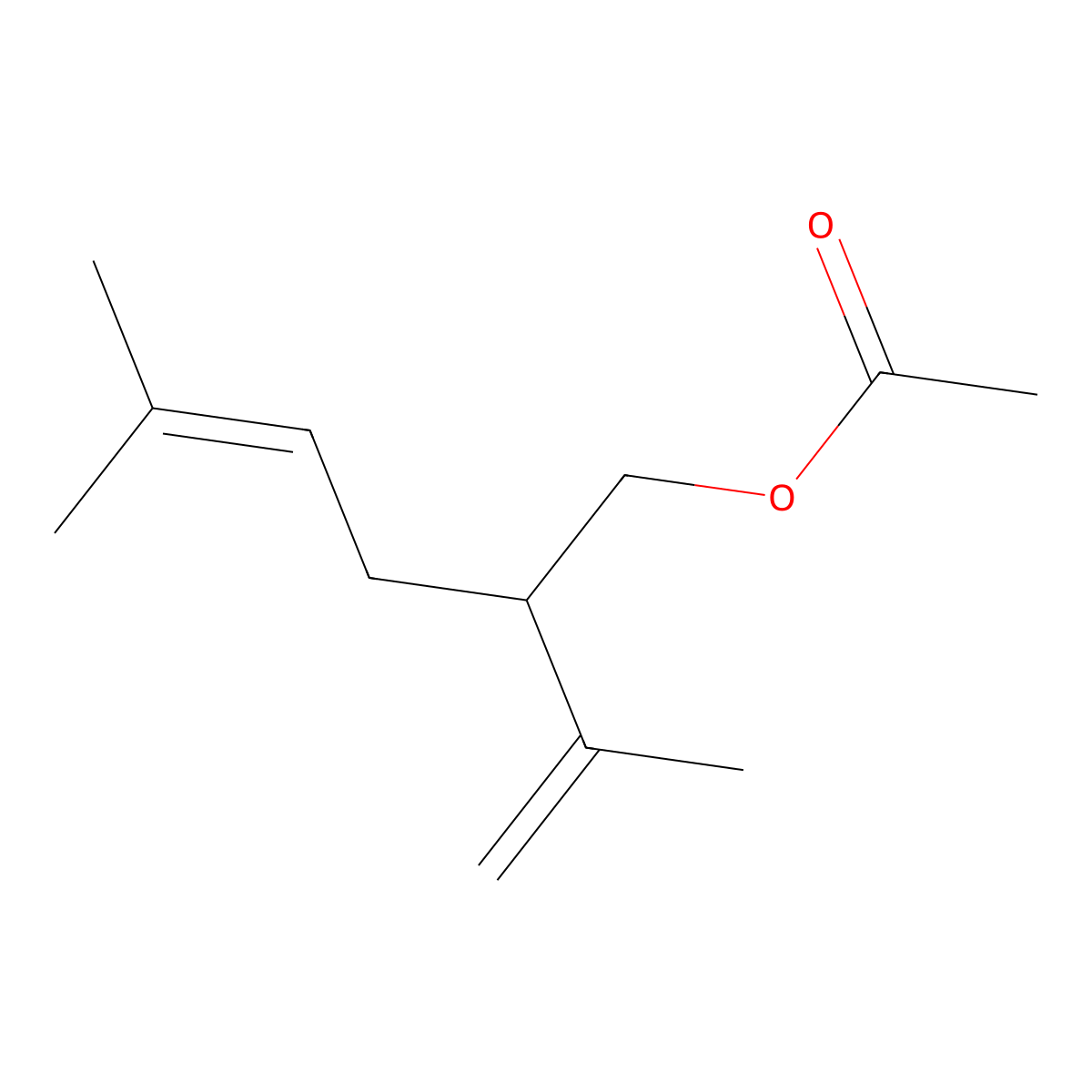 Lavandulyl acetate molecular structure, CAS 25905-14-0