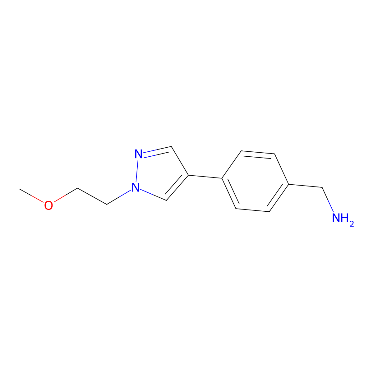 4-[1-(2-Methoxyethyl)-1H-pyrazol-4-yl]benzenemethanamine molecular structure, CAS 2590558-86-2