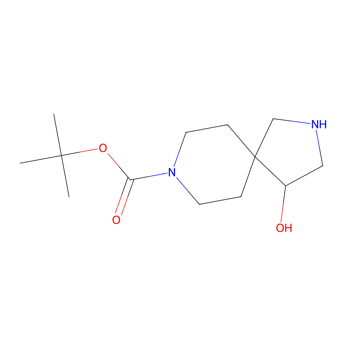 Tert-butyl 4-hydroxy-2,8-diazaspiro[4.5]decane-8-carboxylate molecular structure, CAS 2590744-12-8