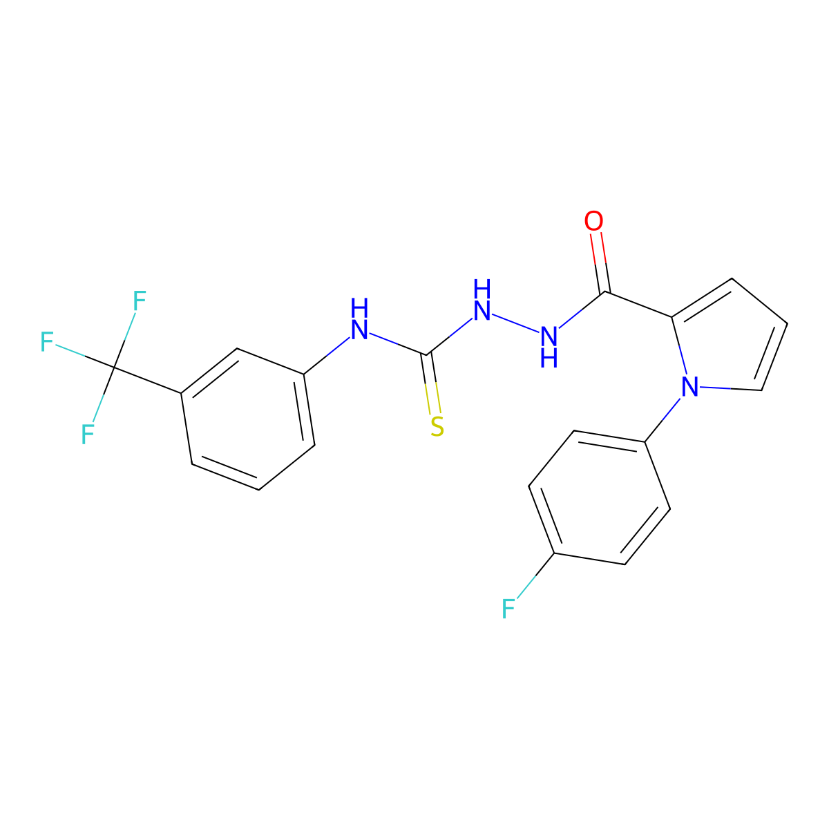 1-[[1-(4-Fluorophenyl)pyrrole-2-carbonyl]amino]-3-[3-(trifluoromethyl)phenyl]thiourea molecular structure, CAS 259089-67-3